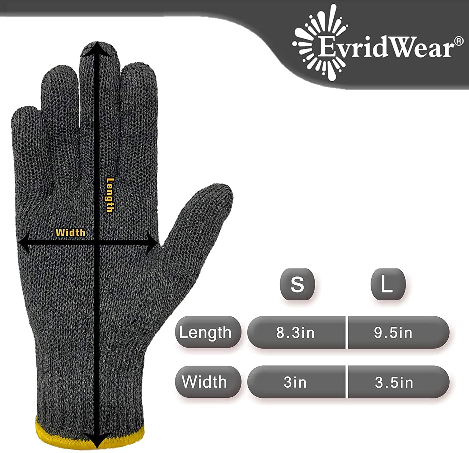 Evridwear Cotton Work Gloves - Light Duty String Knit Gloves for BBQ, Painting, Gardening (10/200 Pairs) - Perfect for Outdoor Cooking, Home Improvement & Yard Work