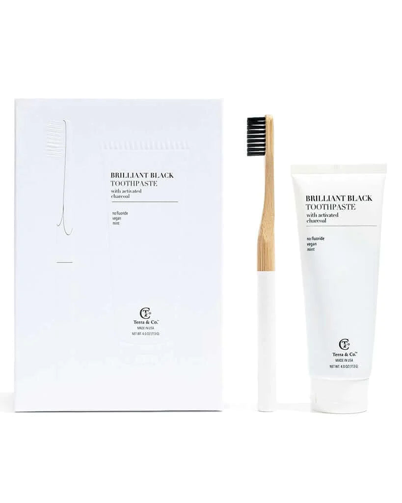 Natural Charcoal Toothpaste & Bamboo Toothbrush Set - Whitening, Detoxifying, Eco-Friendly Oral Care - Perfect for Travel & Sustainable Lifestyle