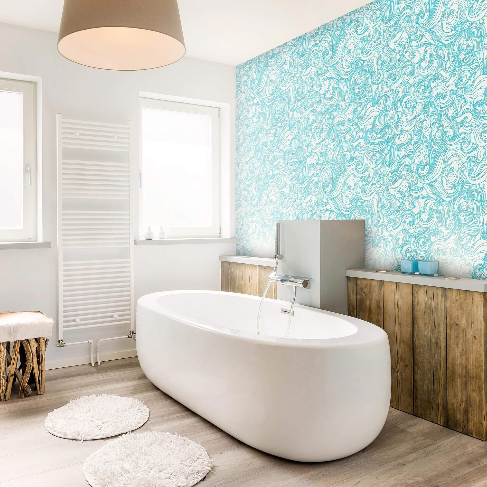 Blue Japanese Style Peel and Stick Removable Wallpaper - Self-Adhesive Decorative Wall Covering for Bedroom, Living Room, Kitchen, Office (Design 5029)