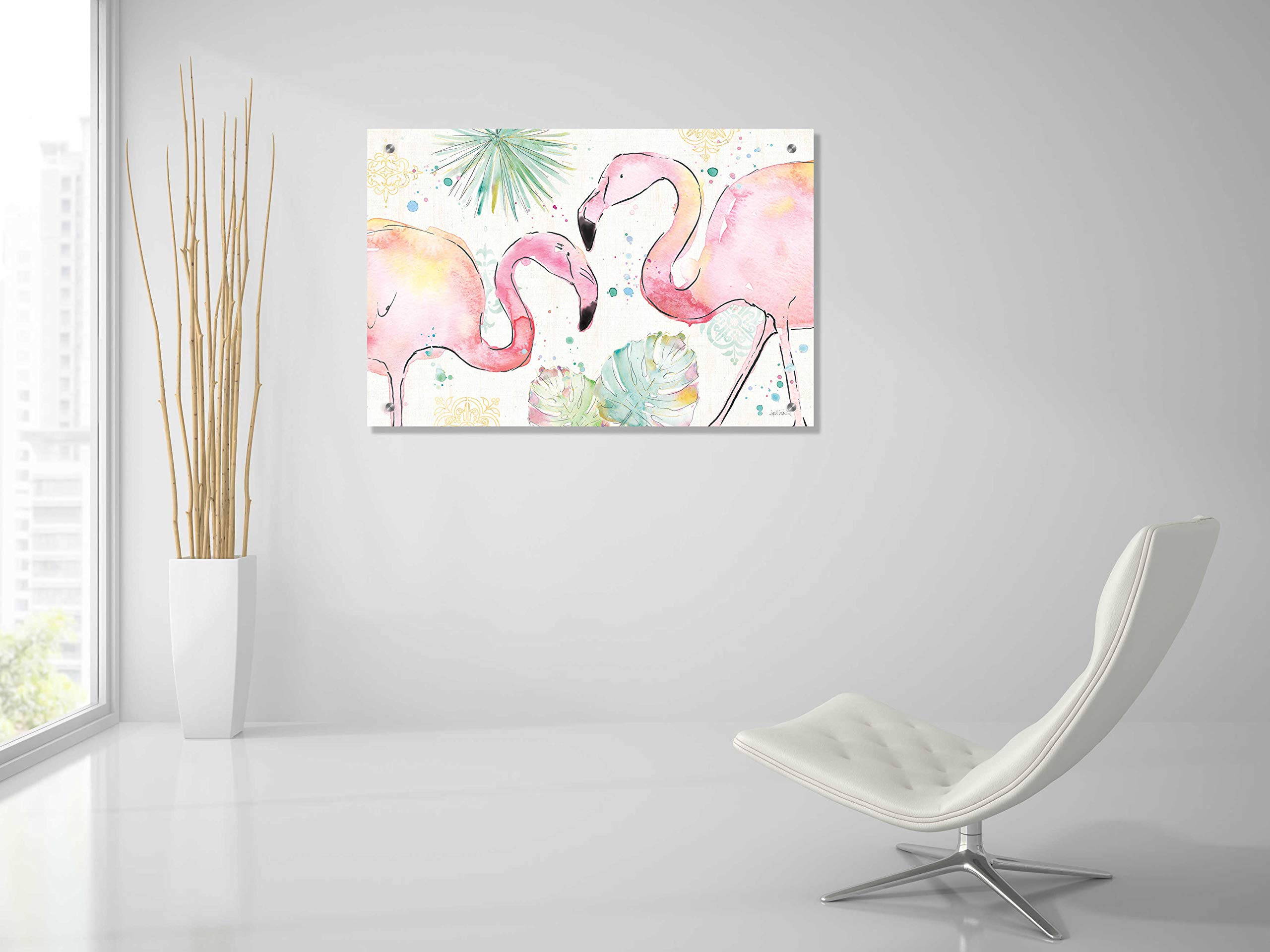 Palm Passion I by Ann Tavoletti - 36x24 Inch Vibrant Acrylic Glass Wall Art Painting - Tropical Beach Decor for Living Room, Bedroom & Office