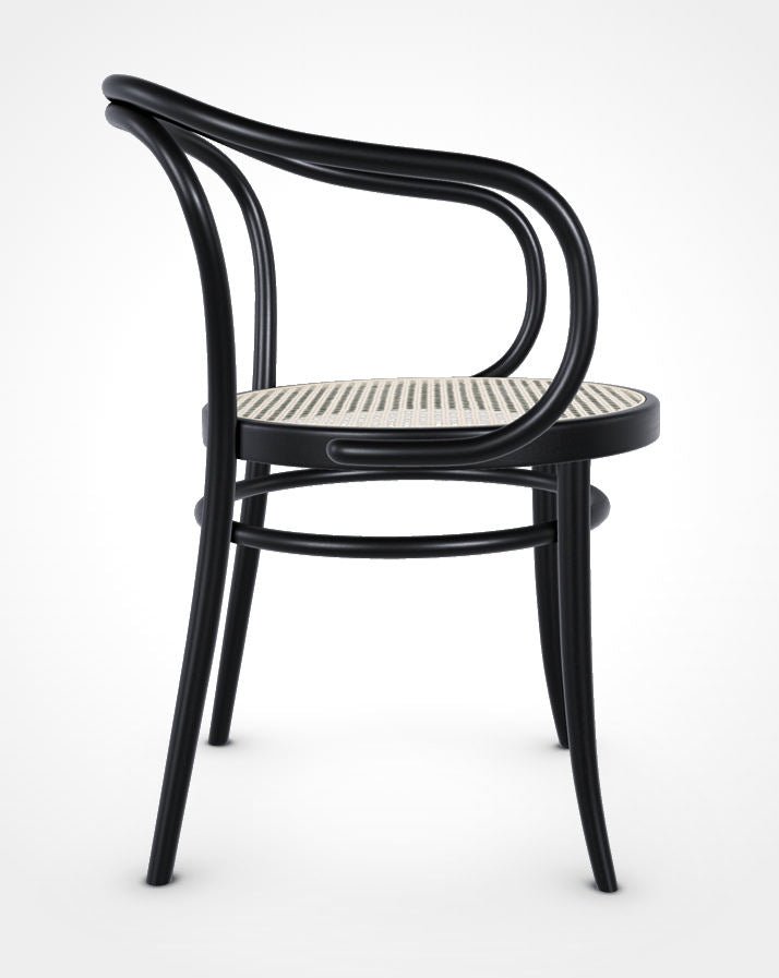 August Thonet No. 30 Bentwood Chair by Ton - Black Stain & Cane Seat | Vintage Modern Dining Chair for Home, Cafe & Office