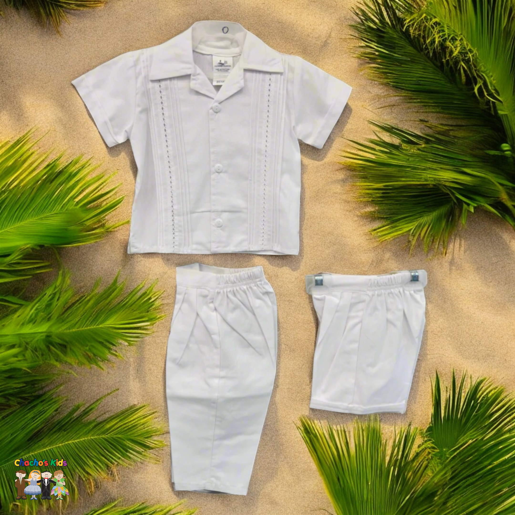 Stylish Boys Guayabera Shirt & Shorts Set (125) - Perfect for Summer, Parties & Family Gatherings