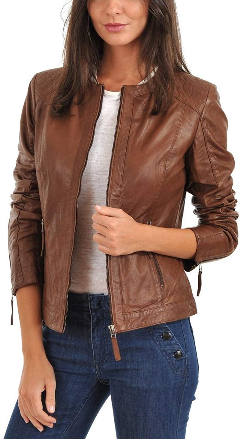 100% Lambskin Leather Women's Bomber Jacket - Full Sleeve Biker Motorcycle Jacket with Regular Fit | Perfect for Riding, Casual Outfits & Fashion Streetwear