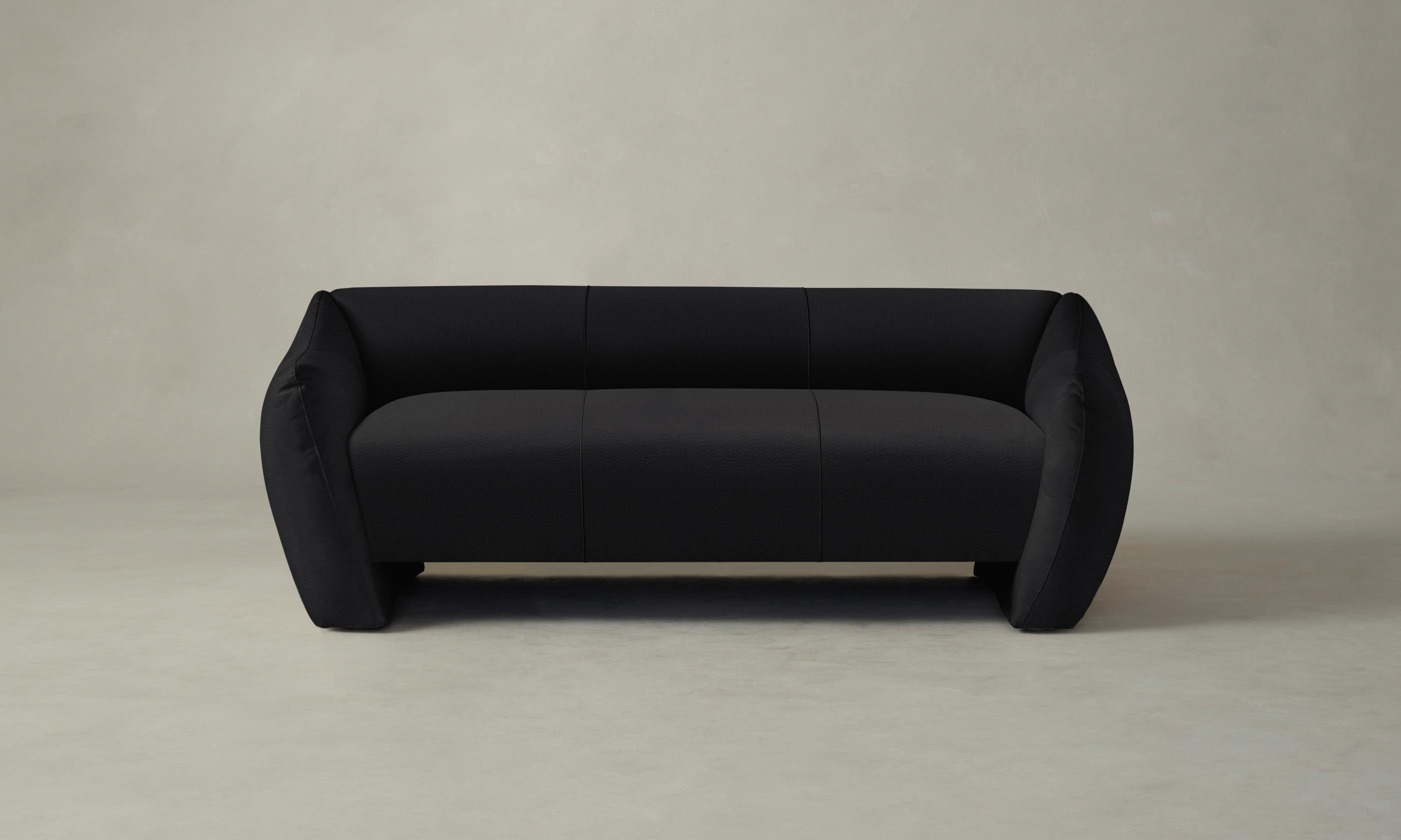 The Bond Settee - Premium Pebbled Leather Sofa in Ink Black | Modern Living Room Furniture for Home & Office