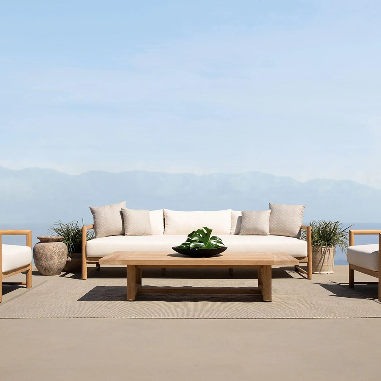 Premium Breeze XL Teak Outdoor 3-Seat Sofa Set - Weather-Resistant Patio Furniture for Garden, Poolside & Backyard Relaxation