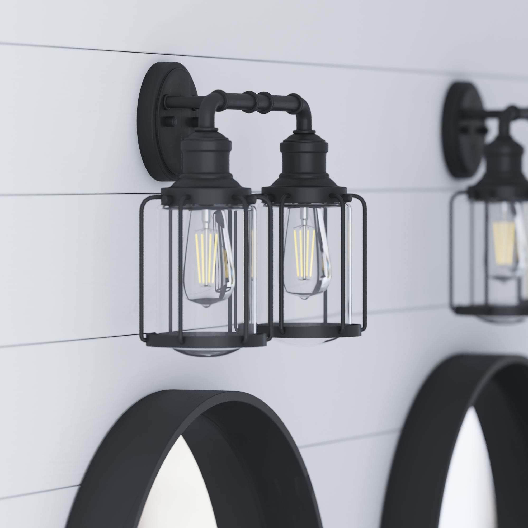 Lincoln Woods 2-Light Vanity Light Fixture in Matte Black - Perfect for Bathroom, Bedroom, and Dressing Room Lighting