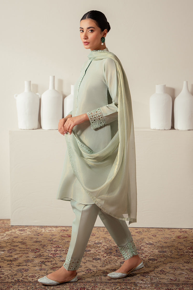 Stylish Green Mist 2-Piece Outfit (Shirt & Dupatta) - Perfect for Festivals, Weddings & Special Occasions