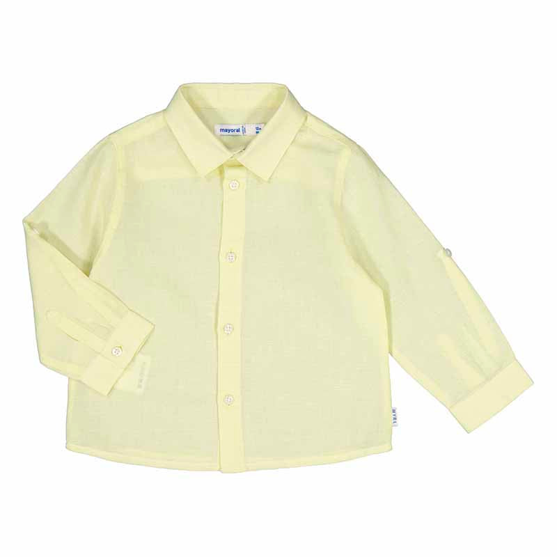 Mayoral Long Sleeve Linen Shirt for Baby Boys & Girls - Soft Butter Yellow Color - Perfect for Spring Outfits & Family Photos