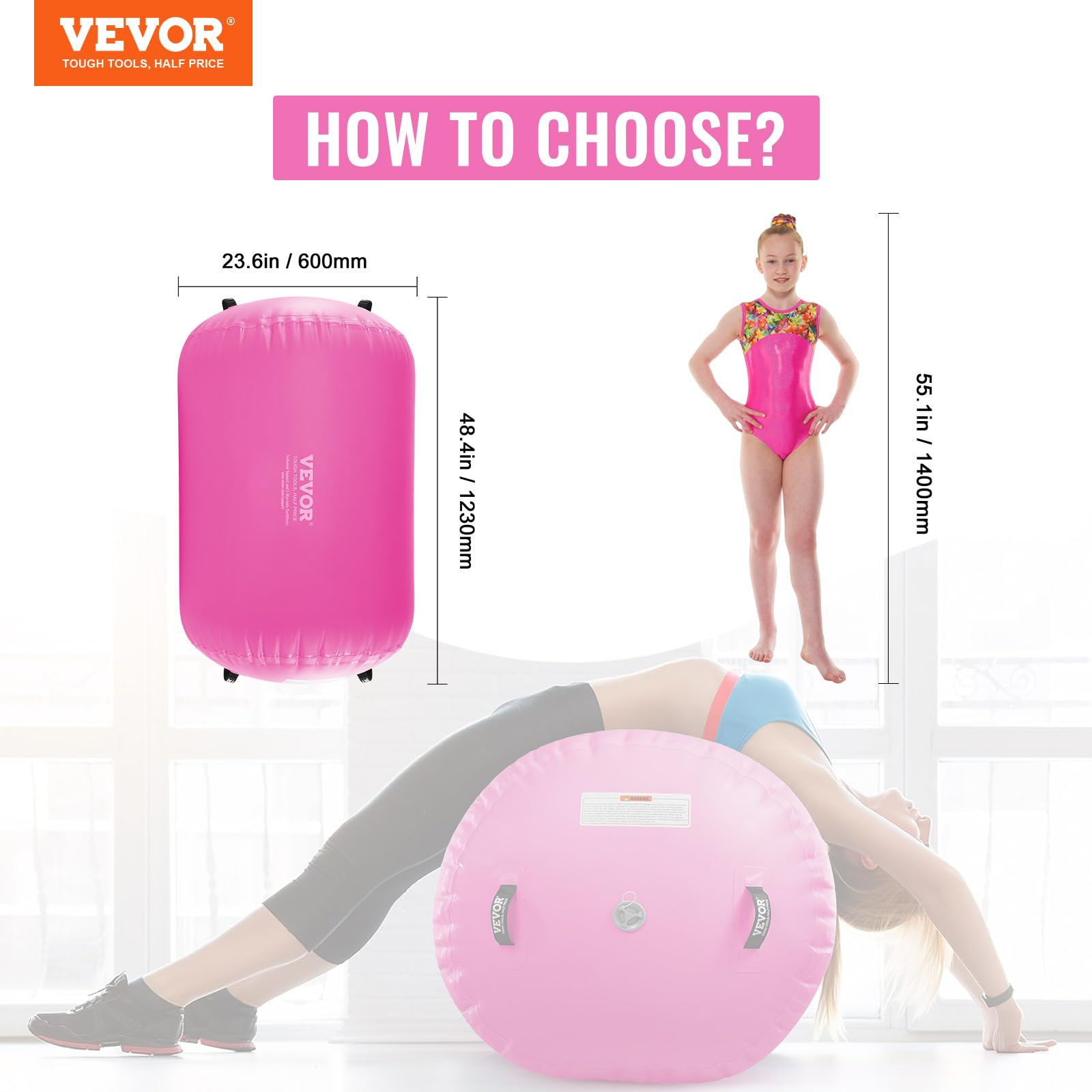 VEVOR Inflatable Gymnastics Air Mat with Electric Pump - Portable Training Mat for Home Gym, Yoga, Cheerleading | Perfect for Indoor Exercise, Outdoor Beach & Park Activities, Water Sports