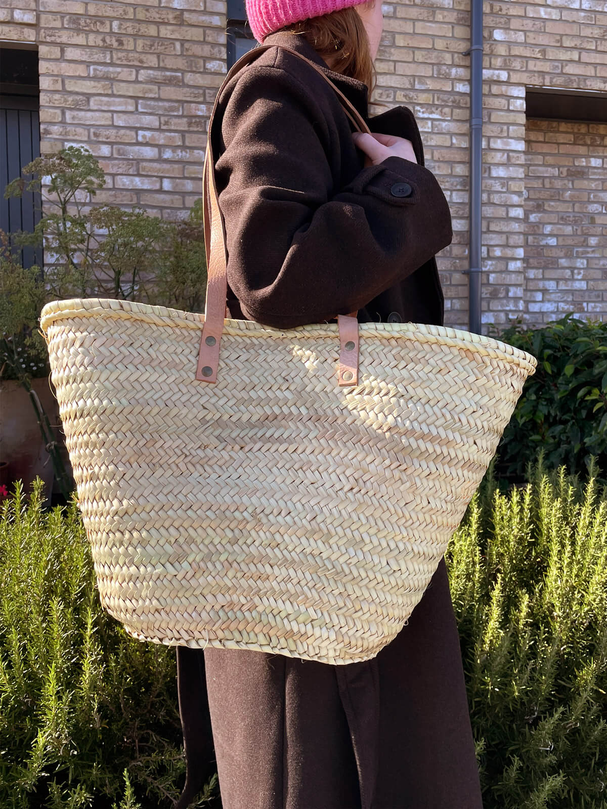 Valencia Woven Shopper Basket - Natural Eco-Friendly Handmade Rattan Bag for Beach, Picnic & Grocery Shopping