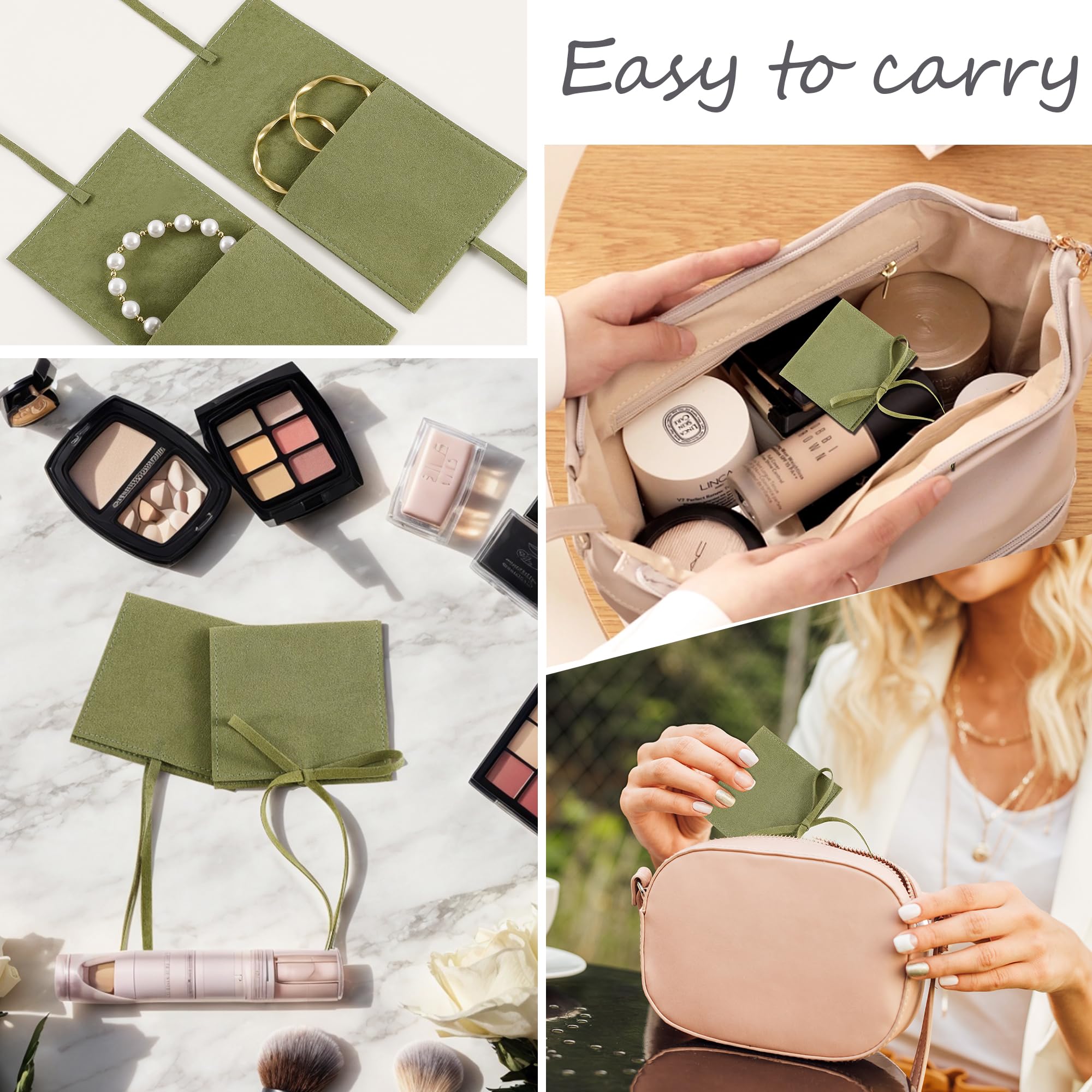 40-Piece Green Microfiber Jewelry Pouches 8x8cm - Premium Small Gift Bags for Rings, Earrings, Necklaces & Bracelets - Soft Velvet Storage & Travel Organizer for Jewelry Protection & Gifting