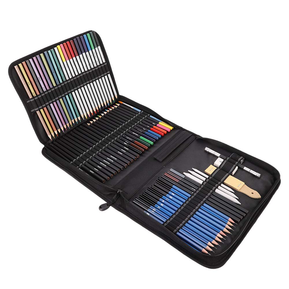 72-Piece Professional Drawing Pencils Set - Sketch & Colored Pencils for Artists, Adults & Kids | Perfect for Sketching, Coloring Books, Art Projects & School Supplies