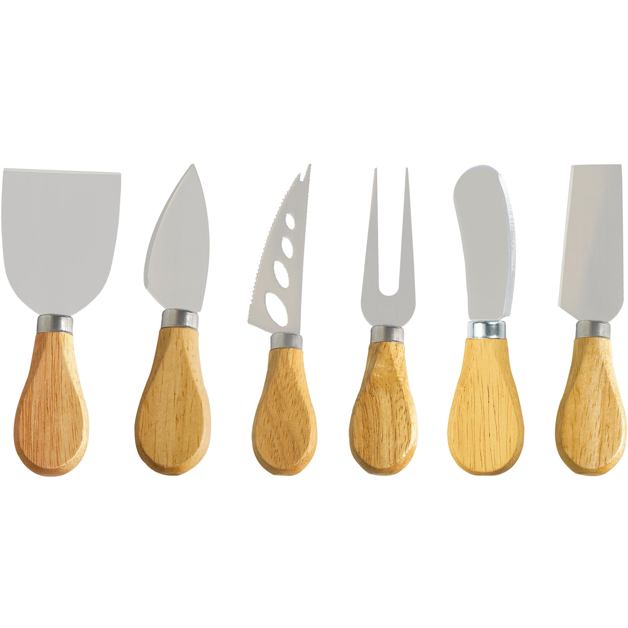 6-Piece Wooden Cheese Knife Set - Stainless Steel Cheese Slicer, Cutter & Fork for Charcuterie Boards - Perfect for Wine Parties, Cheese Tastings & Gourmet Entertaining
