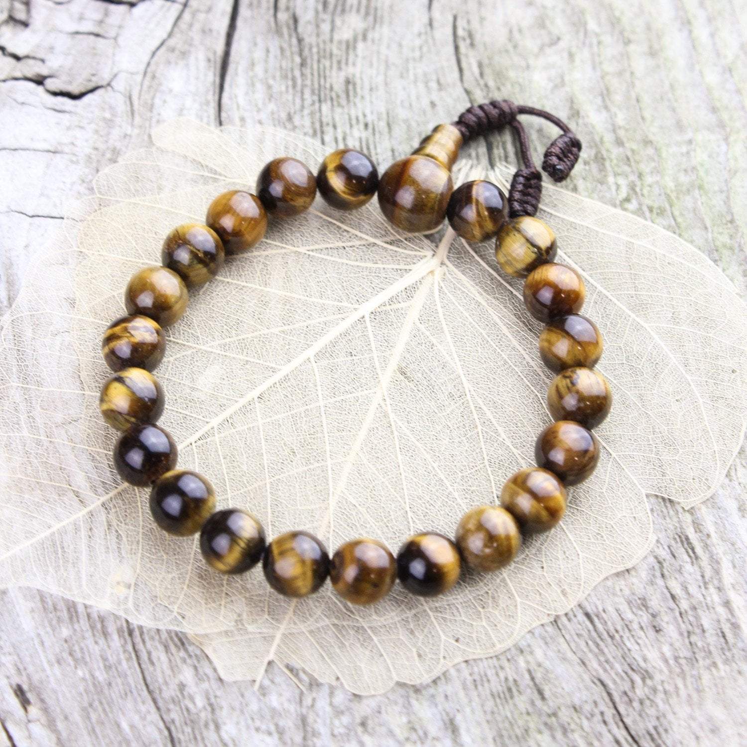 Authentic Tiger Eye Stone Grounding Wrist Mala Bracelet - Yoga Meditation, Stress Relief & Spiritual Protection Jewelry