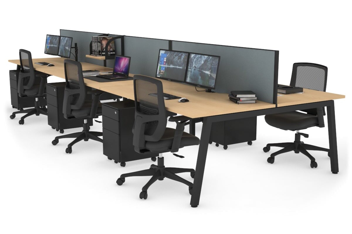 Quadro 6-Person Office Workstation Desk - 1800L x 800W with Cable Management Scallop | Modern Office Furniture for Team Collaboration & Workspace Organization