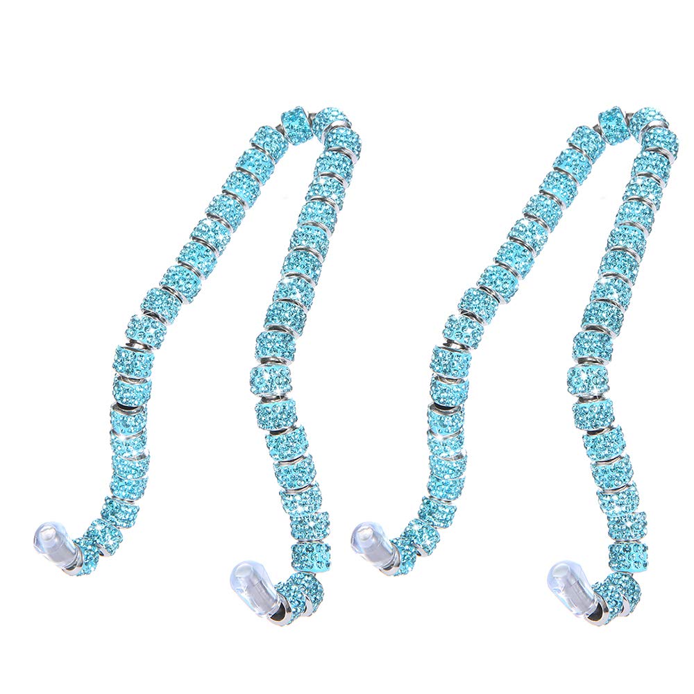 2 Pack Diamond Car Hanger Hooks - Universal Headrest Hooks for SUV, Truck & Car Backseat Storage - Strong Durable Seat Organizer (Lake Blue) - Perfect for Purse, Shopping Bags & Travel Accessories