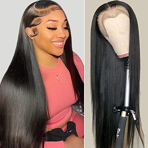 AAKJJ 13x4 HD Transparent Lace Front Wigs for Black Women - 18 Inch Silky Straight Human Hair Lace Wig with Pre-Plucked Hairline & Baby Hair (150% Density) | Perfect for Daily Wear, Special Occasions & Protective Styling