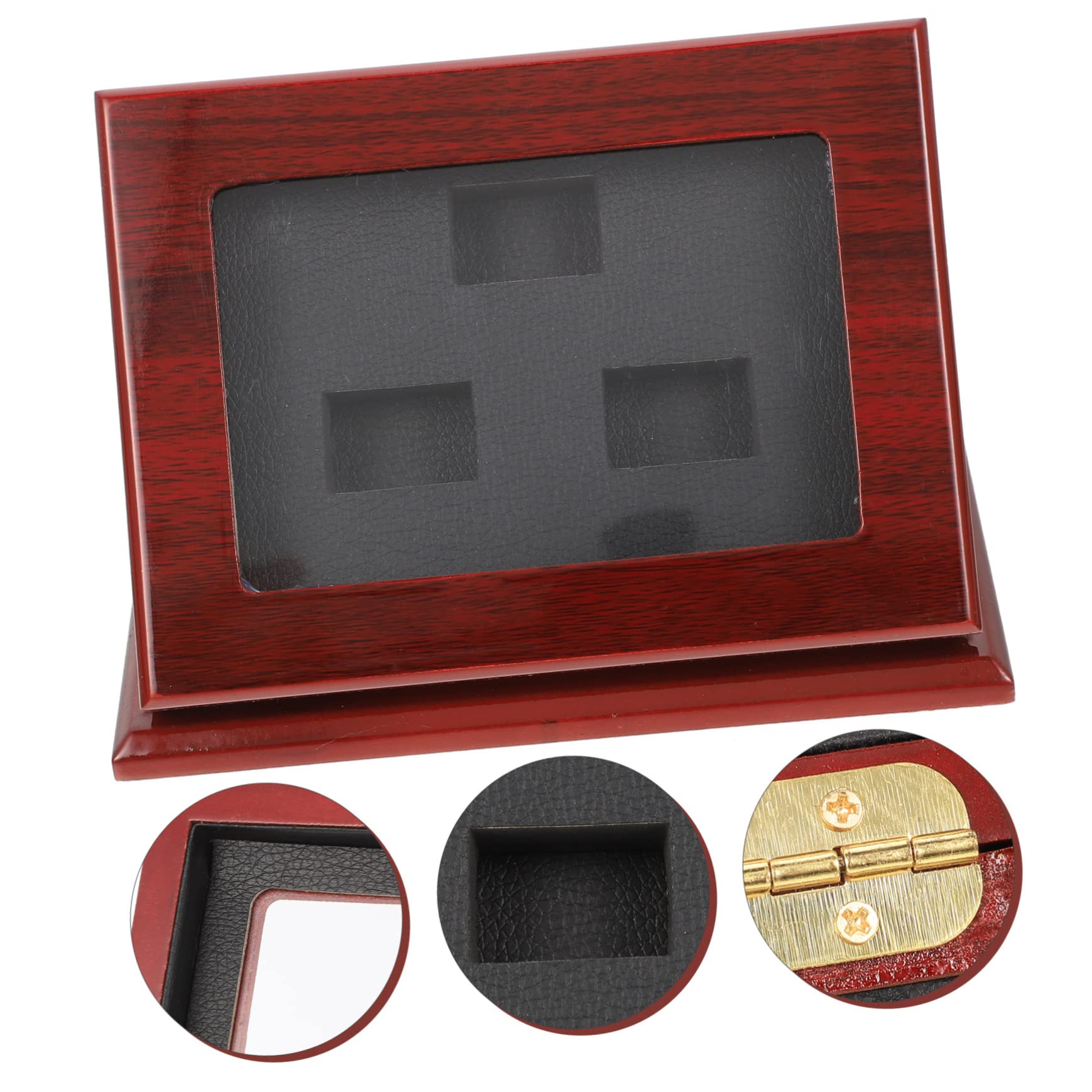Kisangel 2-Piece Wooden Championship Ring Display Case - Premium Ring Holder Box for Jewelry, Awards & Memorabilia - Perfect for Trophy Showcase, Sports Collectibles & Home Decor Display
