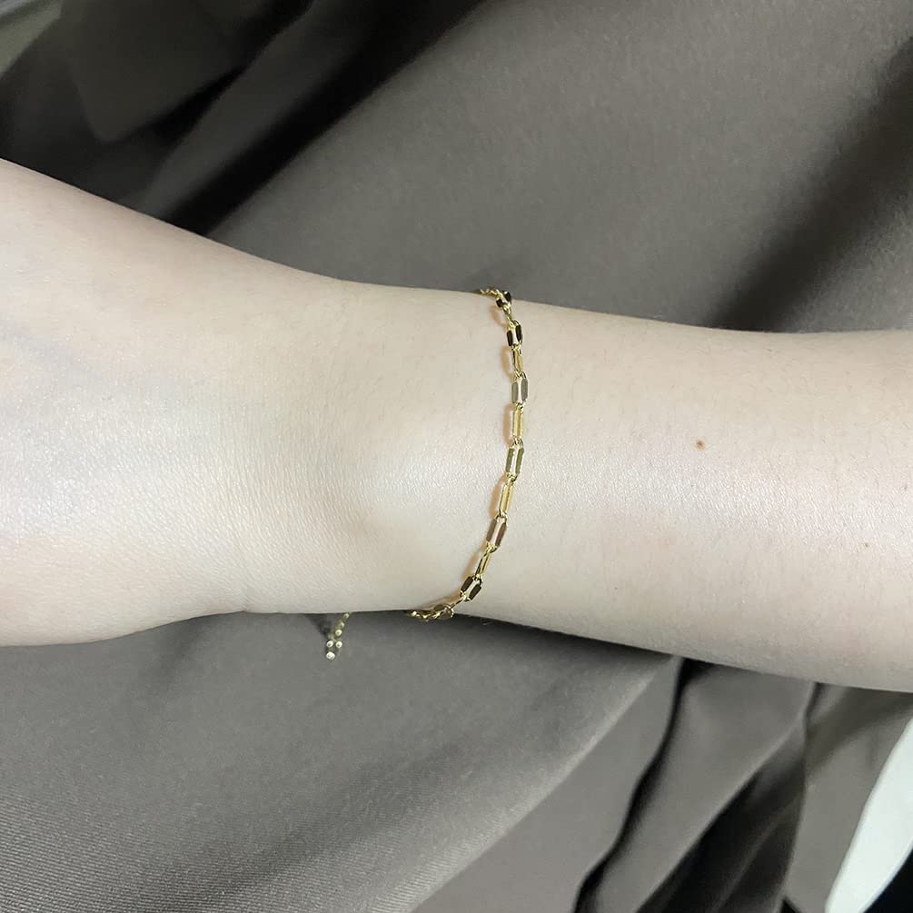 Dainty Gold Chain Bracelet for Women - Simple Layered Chain, Beaded Turquoise, Crystal Bar & Pearl Bracelets with Heart, Karma & Triangle Charms | Perfect for Everyday Wear, Gifts & Special Occasions