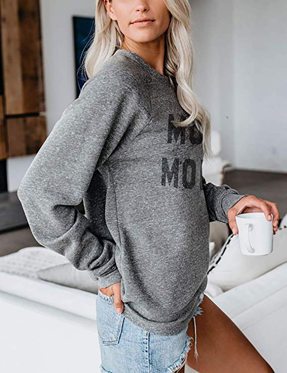 FLOYU Women's Cute Dog Mom Sweatshirt - Paw Print Pullover Long Sleeve Blouse for Dog Lovers | Perfect for Casual Wear, Pet Owner Gifts & Dog Mama Outfits