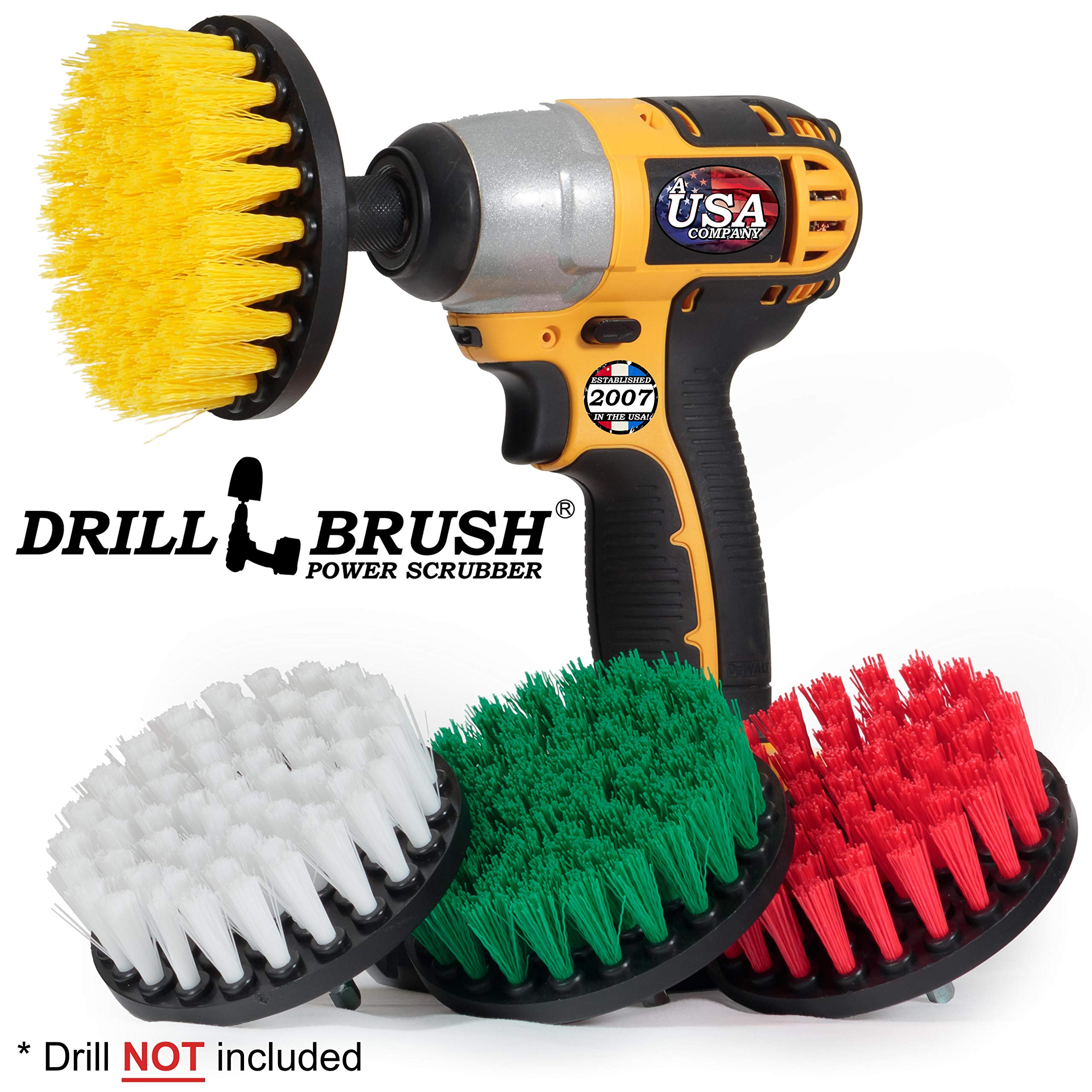 Drill Brush Cleaning Kit - Power Scrubber Set for Shower, Tile, Bathtub, Kitchen & Oven - Heavy Duty Drill Brush Attachments for Deep Cleaning - Perfect for Bathroom, Kitchen & Outdoor Bird Bath Maintenance