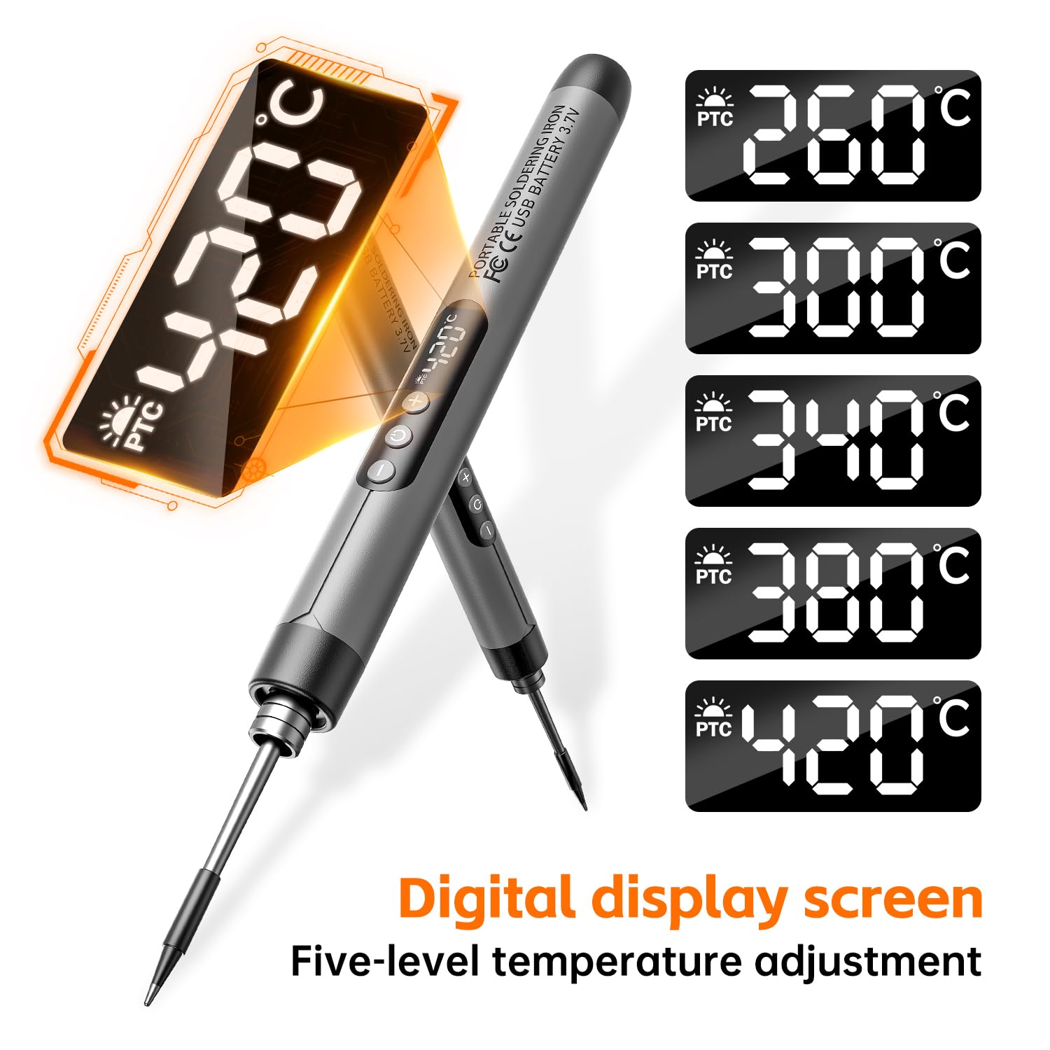 Cordless USB Rechargeable Soldering Iron Kit with Digital Display & Temperature Control - Includes Soldering Iron, Stand, Wire, Tin Absorber, Rosin & Storage Box - Perfect for DIY Electronics, Home Repairs & Hobby Projects