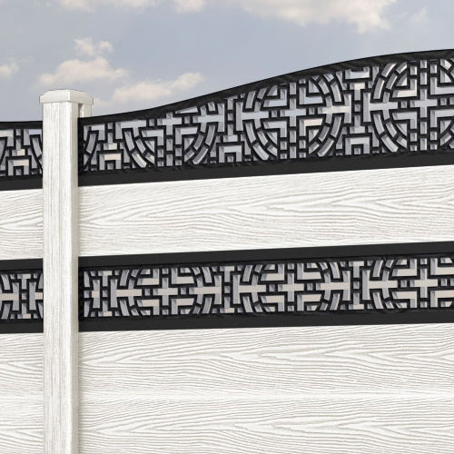 Classic Kumo Curved Top Split Screen Fence Panel in Light Stone - Durable Composite Fence Posts for Backyard Privacy & Outdoor Decoration | Perfect for Patio, Garden, and Poolside Landscaping