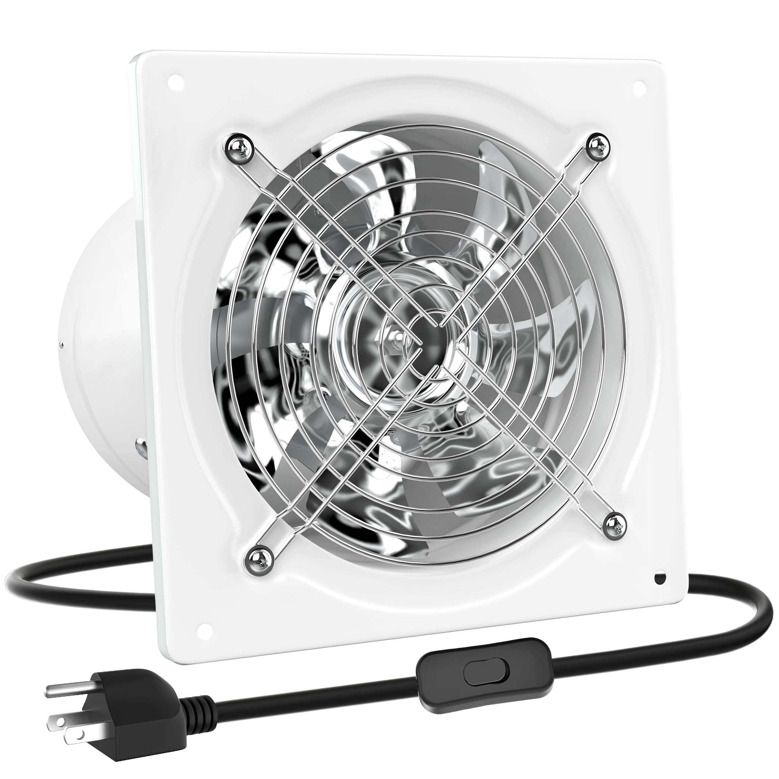 HG Power 8 Inch High CFM Exhaust Fan - 576CFM Ventilation Fan for Kitchen, Bathroom, Attic, Greenhouse, Basement & Shed - Wall/Window Mount with Switch - White | Perfect for Home Ventilation, Odor Removal & Air Circulation