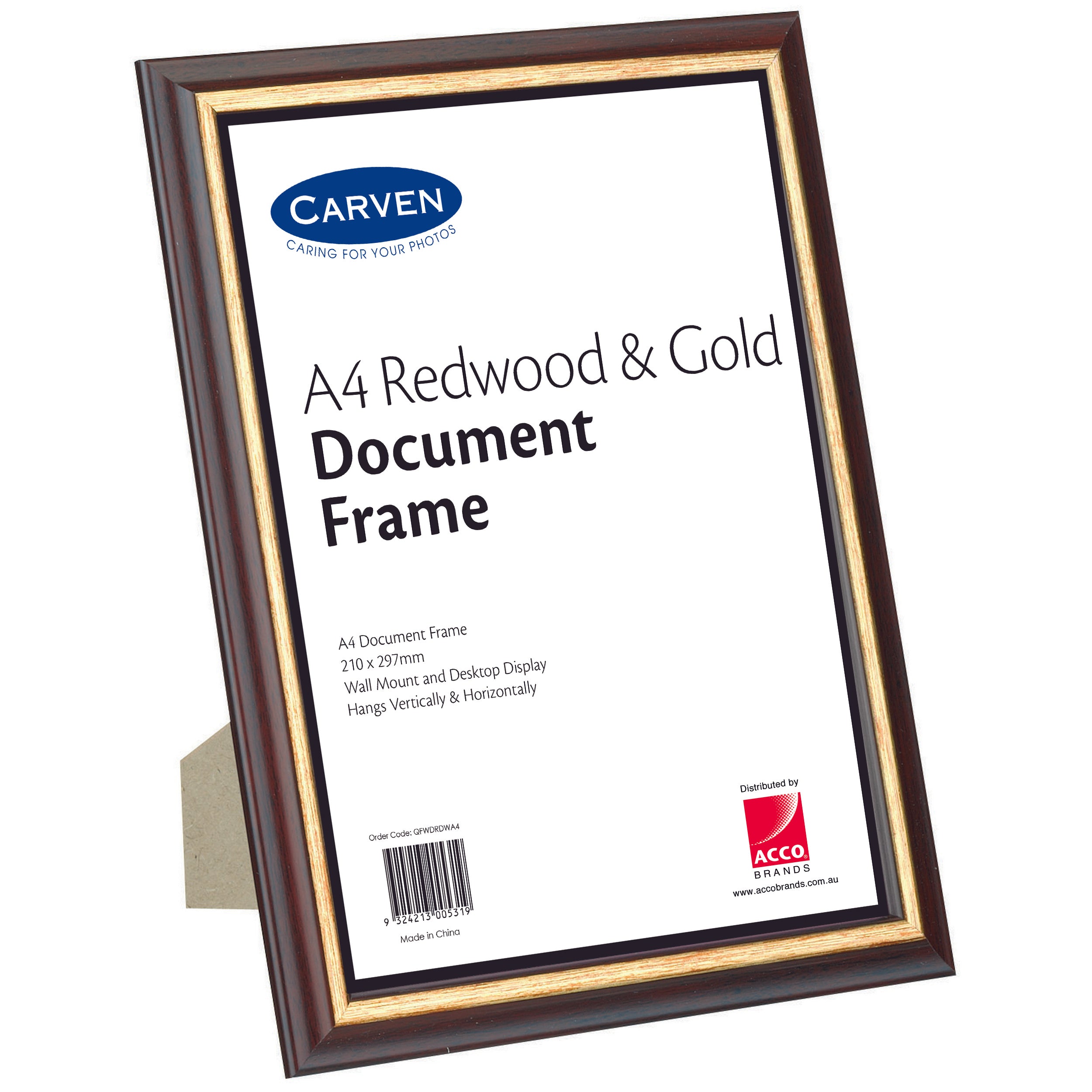 Elegant A4 Document Frame in Redwood & Gold - Perfect for Office, Home Decor, and Professional Presentations