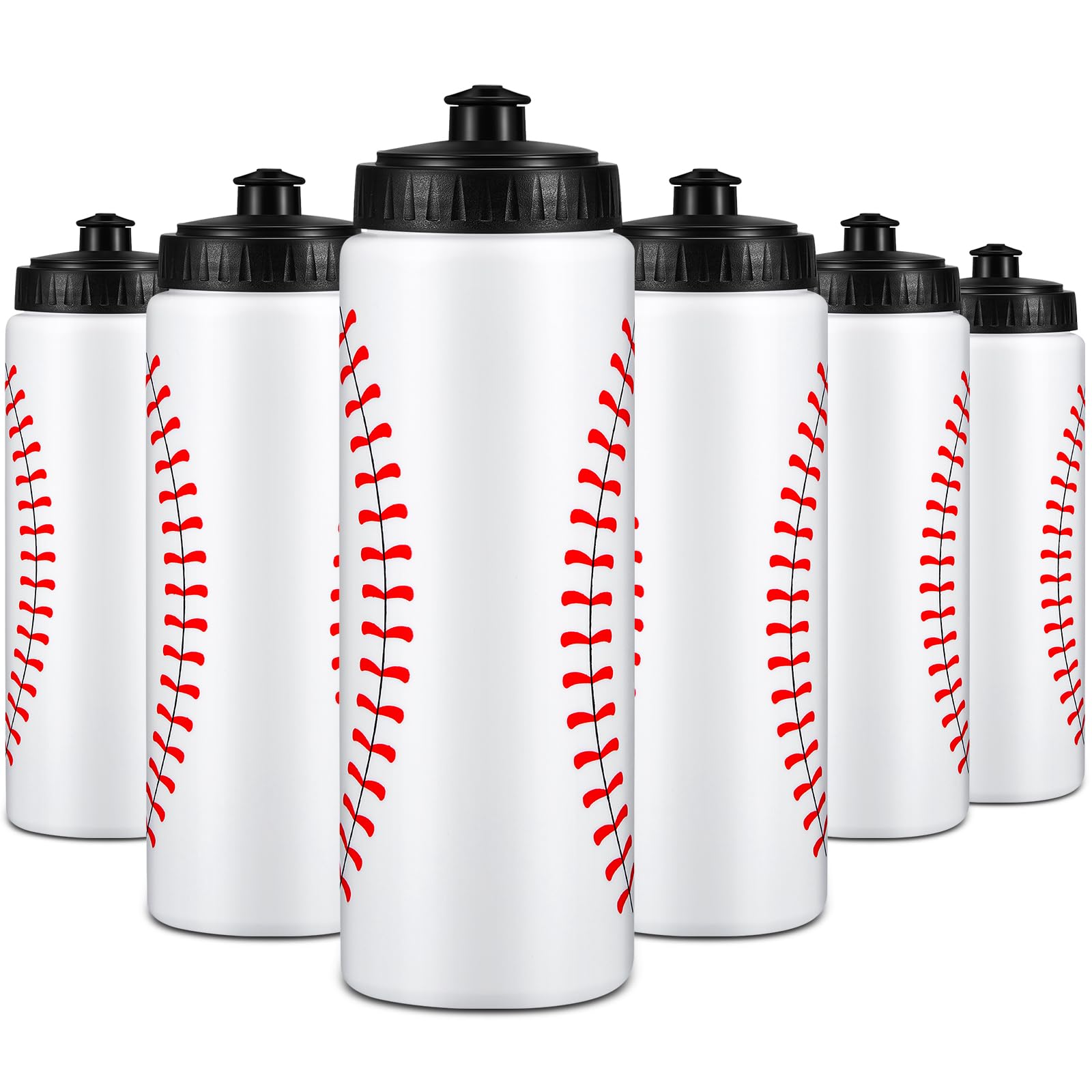6-Pack 20oz Reusable Sports Water Bottles with Pull-Top Lid - Leakproof Squeeze Bottles for Baseball, School, Gym & Outdoor Activities - BPA-Free Plastic Water Bottles for Kids, Boys & Girls