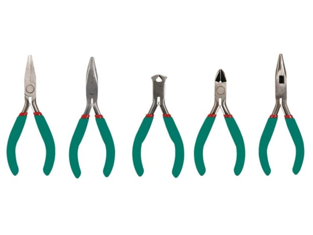 Velleman VTSETN 5-Piece Professional Tool Set - Needle Nose, Diagonal, Long Nose, Side Cutting & Wire Stripping Pliers for Electronics Repair, DIY Projects & Home Improvement