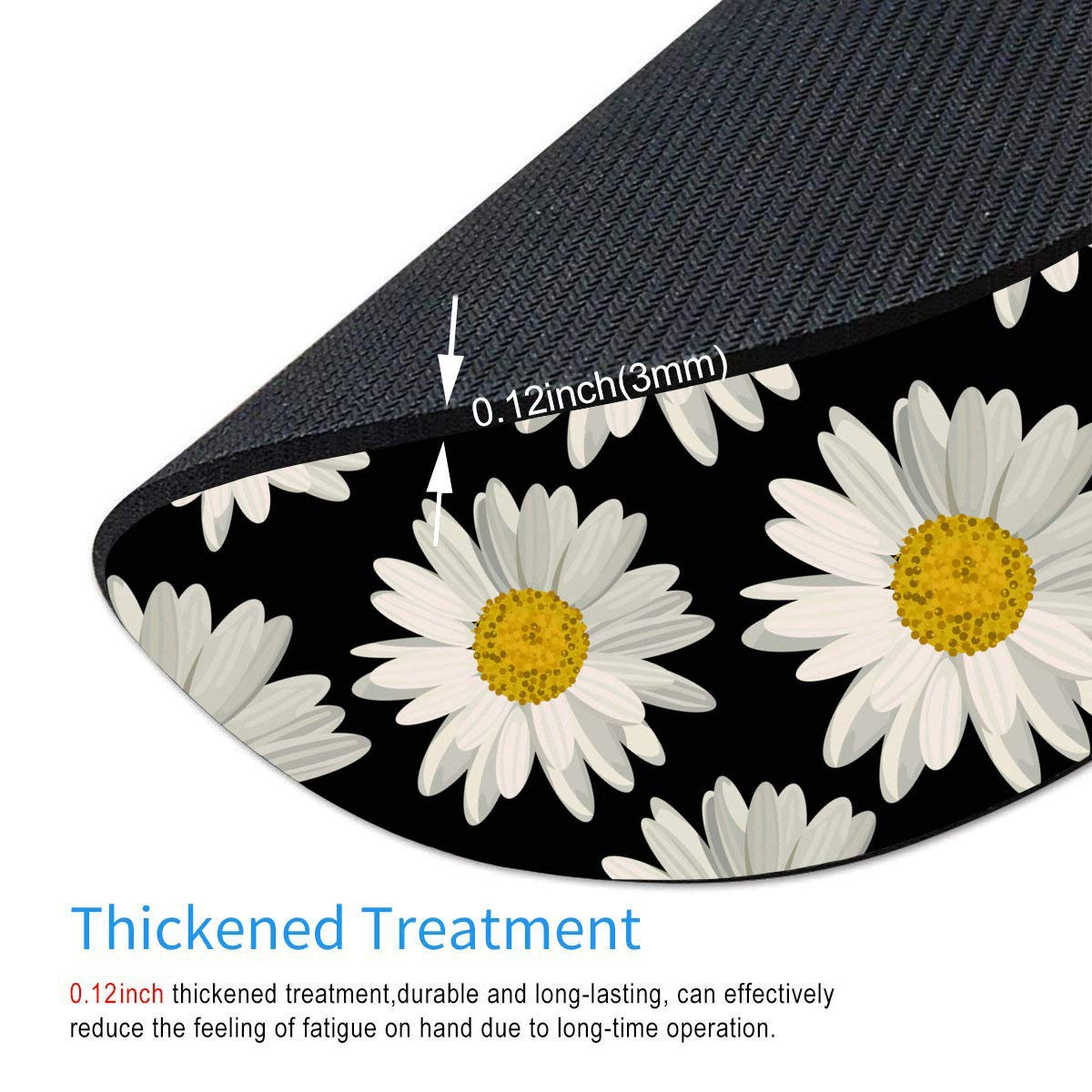 Custom Round Gaming Mouse Pad with White Daisies Design - Non-Slip Rubber Base, Smooth Surface for PC/Laptop - Perfect for Office, Home & Gaming Setup