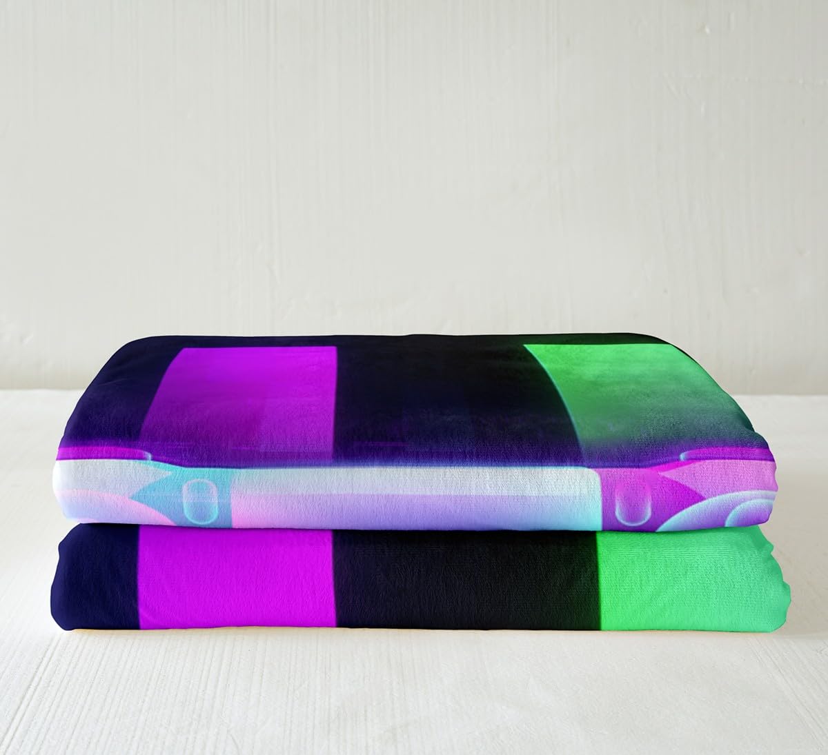 Boys & Girls Gaming Blanket - Soft Fleece & Sherpa Throw for Kids & Teens - Chic Purple, Blue, Black Gamer Design with Controller Pattern - 90