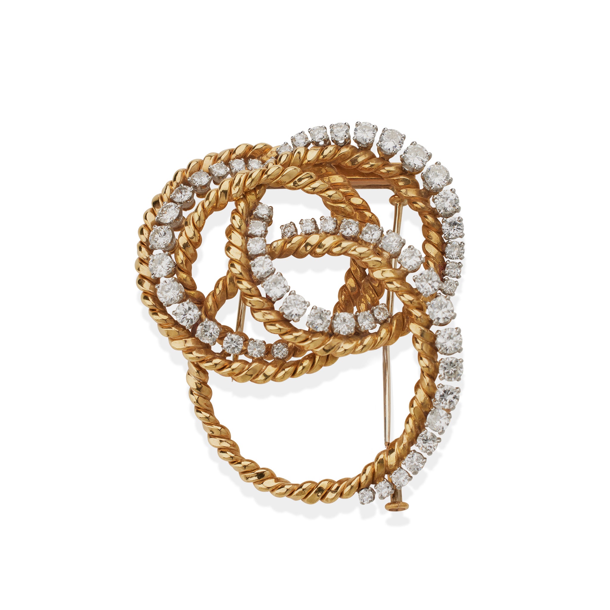 Van Cleef & Arpels Paris Diamond Knot Brooch - Luxury Vintage Jewelry for Women, 18K Gold & Diamond Pin, Elegant Gift for Special Occasions, Weddings & Formal Events