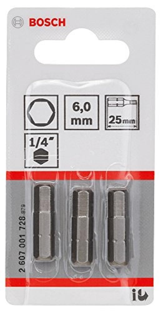 Bosch 2607001728 Extra Hard Screwdriver Bit, 6.25mm Length, Blue - Ideal for Heavy-Duty Construction and DIY Projects