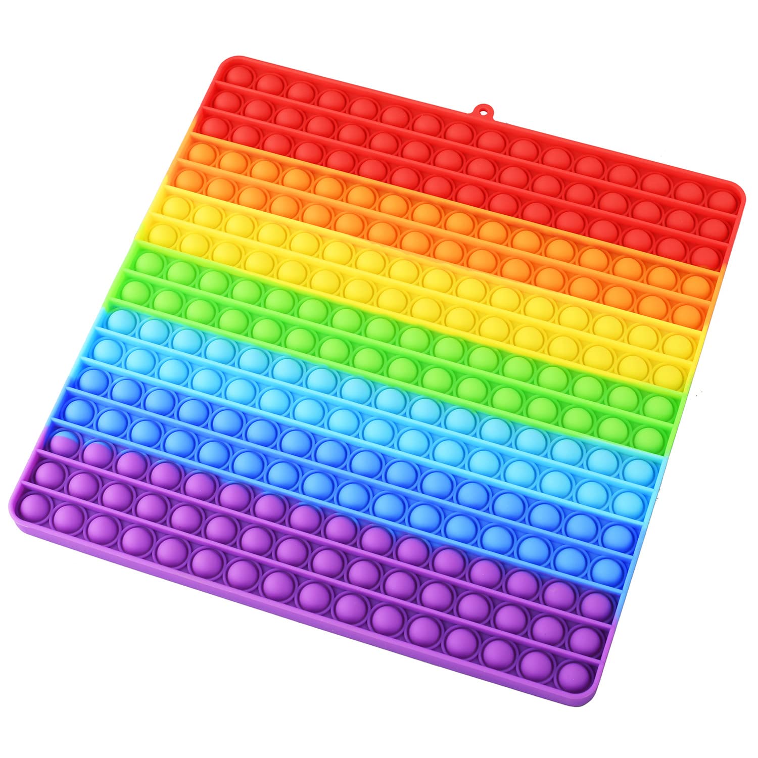 Jumbo 12 Inch Pop Sensory Fidget Toy - 256 Bubble Silicone Stress Relief Toy for Kids & Adults - Large Push Bubble Fidget Sensory Tool for Anxiety, ADHD, Autism - Rainbow Color Sensory Popper for Classroom, Office, Travel & Home Use