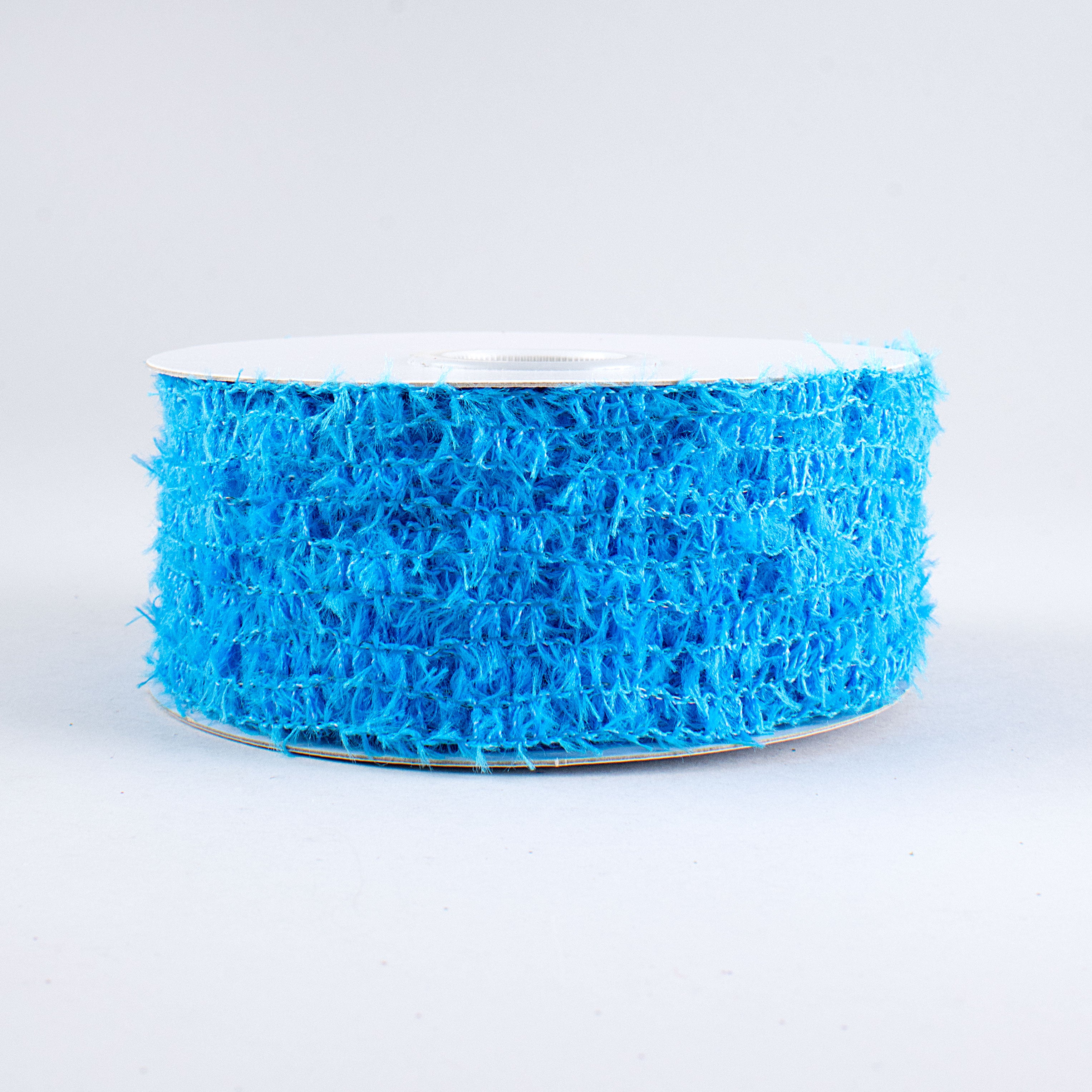 1.5 Inch Soft Fuzzy Open Weave Ribbon - Turquoise Blue Decorative Craft Ribbon (10 Yards) for Gift Wrapping, DIY Hair Bows, Scrapbooking and Party Decorations