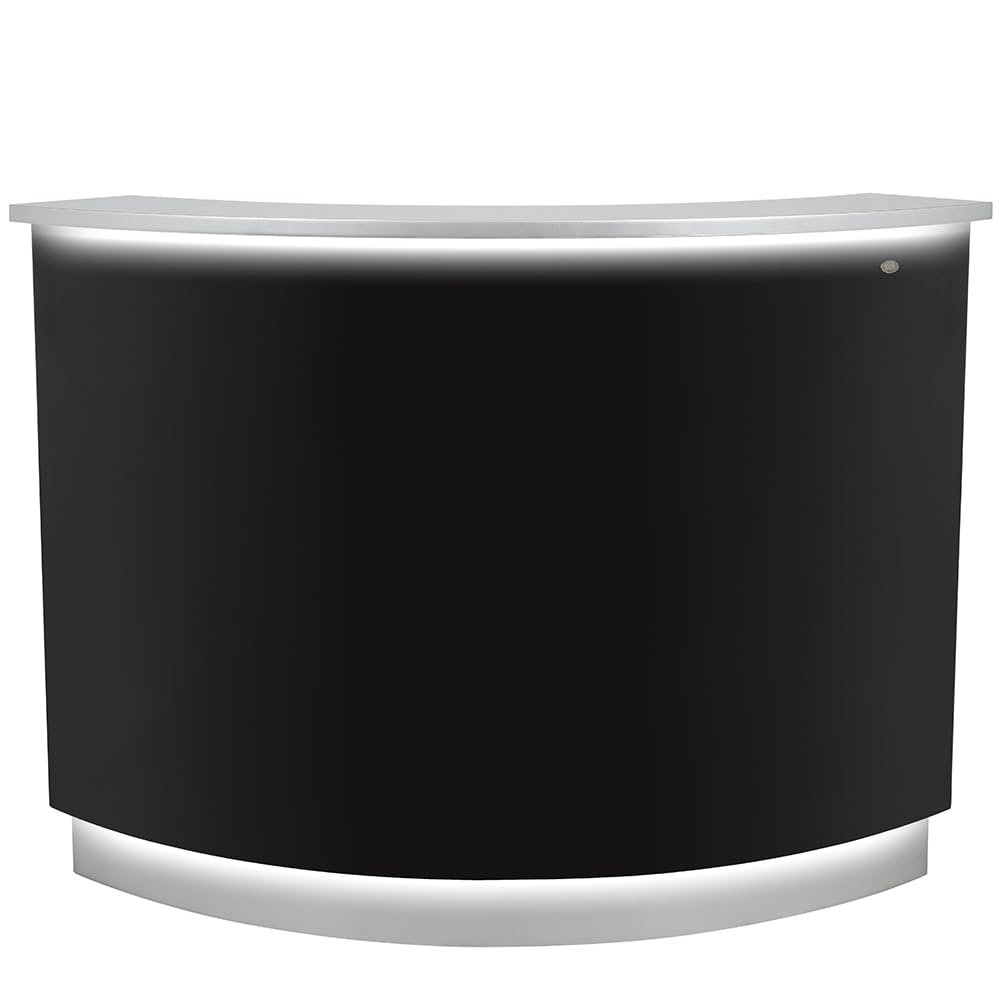 Modern LED Illuminated Curved Reception Desk - Contemporary Round Front Office Counter with Janus Design | Perfect for Hotel Lobbies, Corporate Offices & Luxury Reception Areas