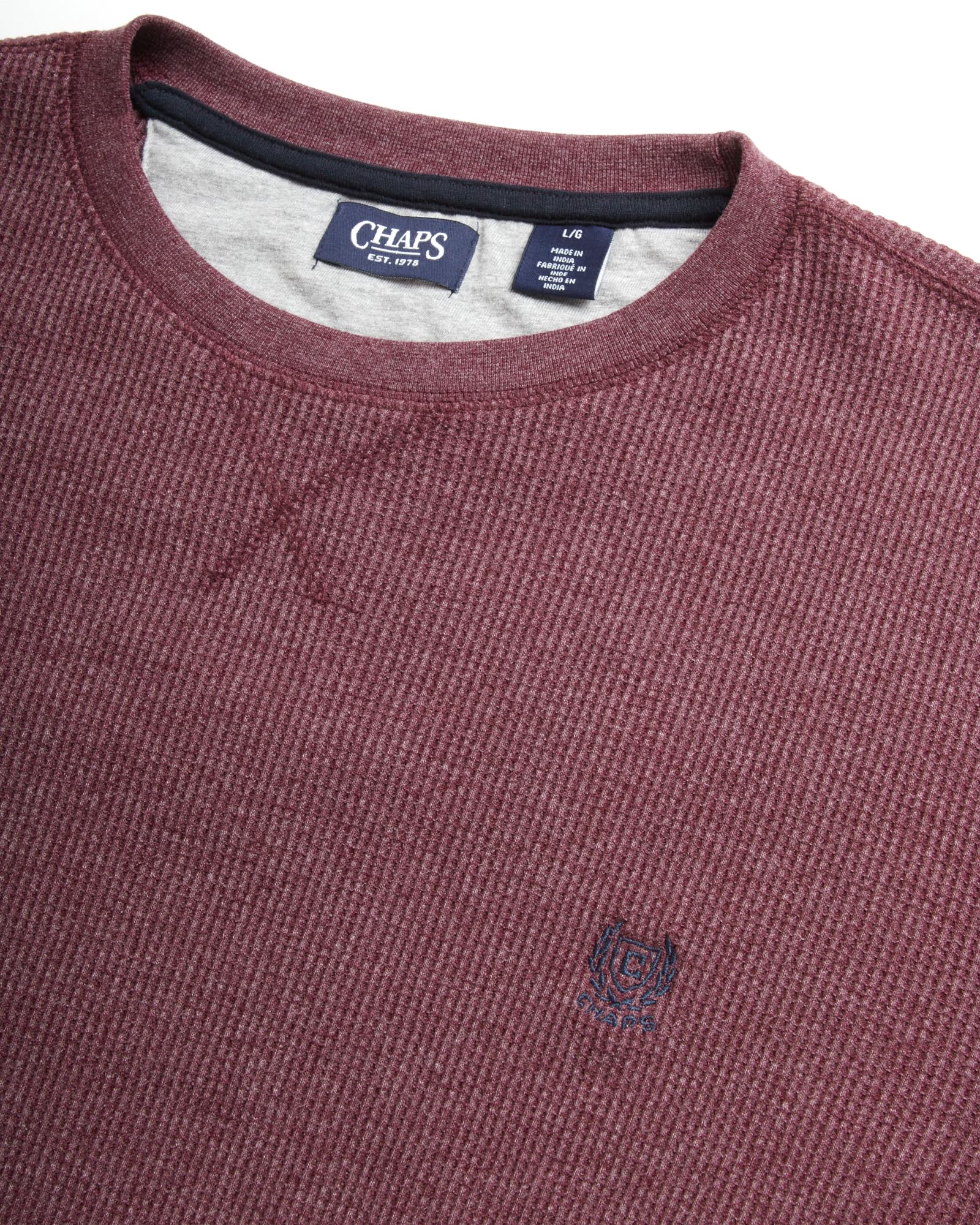 Chaps Men's Long Sleeve Thermal Crewneck Shirt - Waffle Knit Casual Button-Up Shirt for Men (Sizes M-XXL) - Perfect for Winter Layering, Office Wear & Outdoor Activities