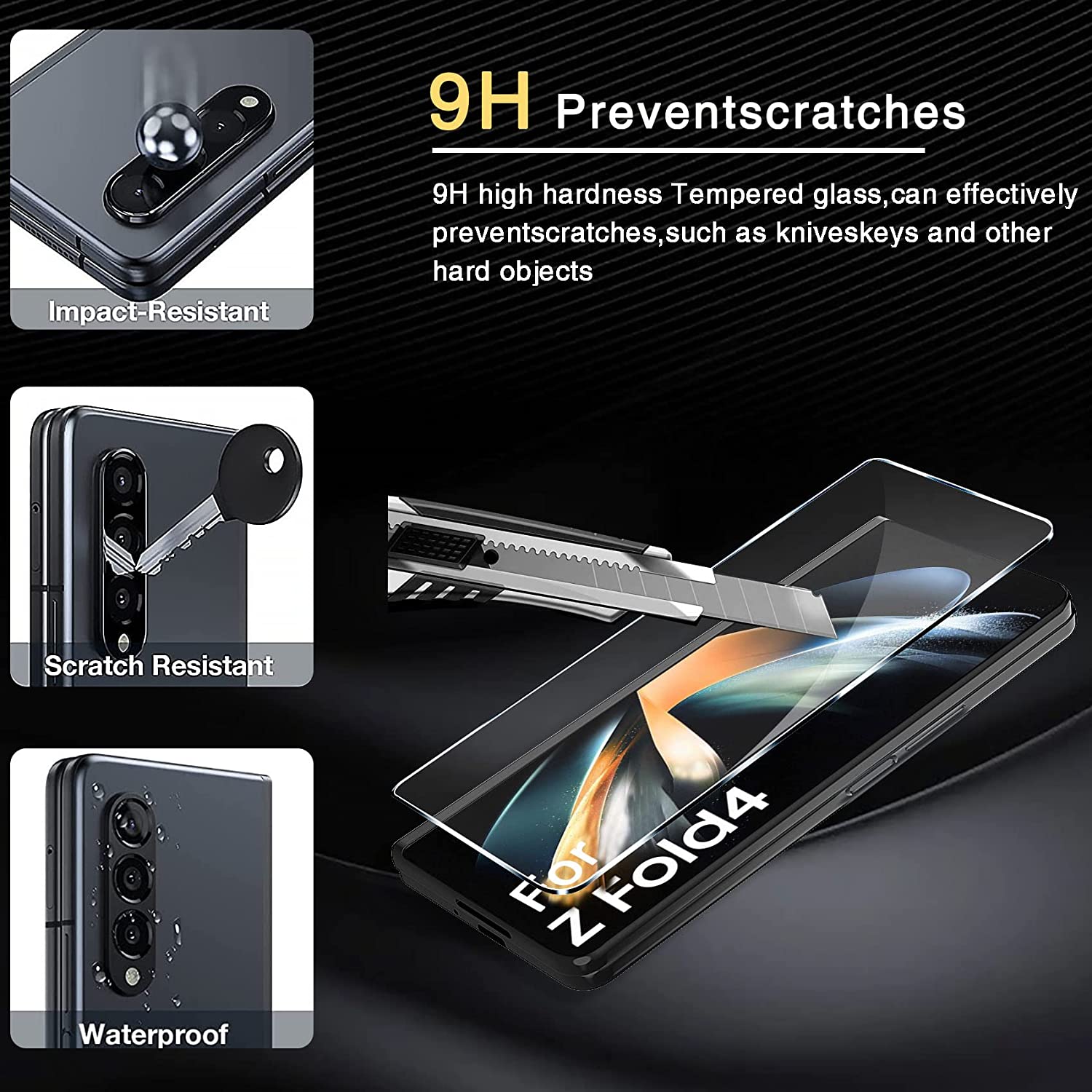 Samsung Galaxy Z Fold 4 5G Screen Protector (3 Pack) - Tempered Glass with Easy Installation Kit - Perfect for Work, Travel & Daily Protection
