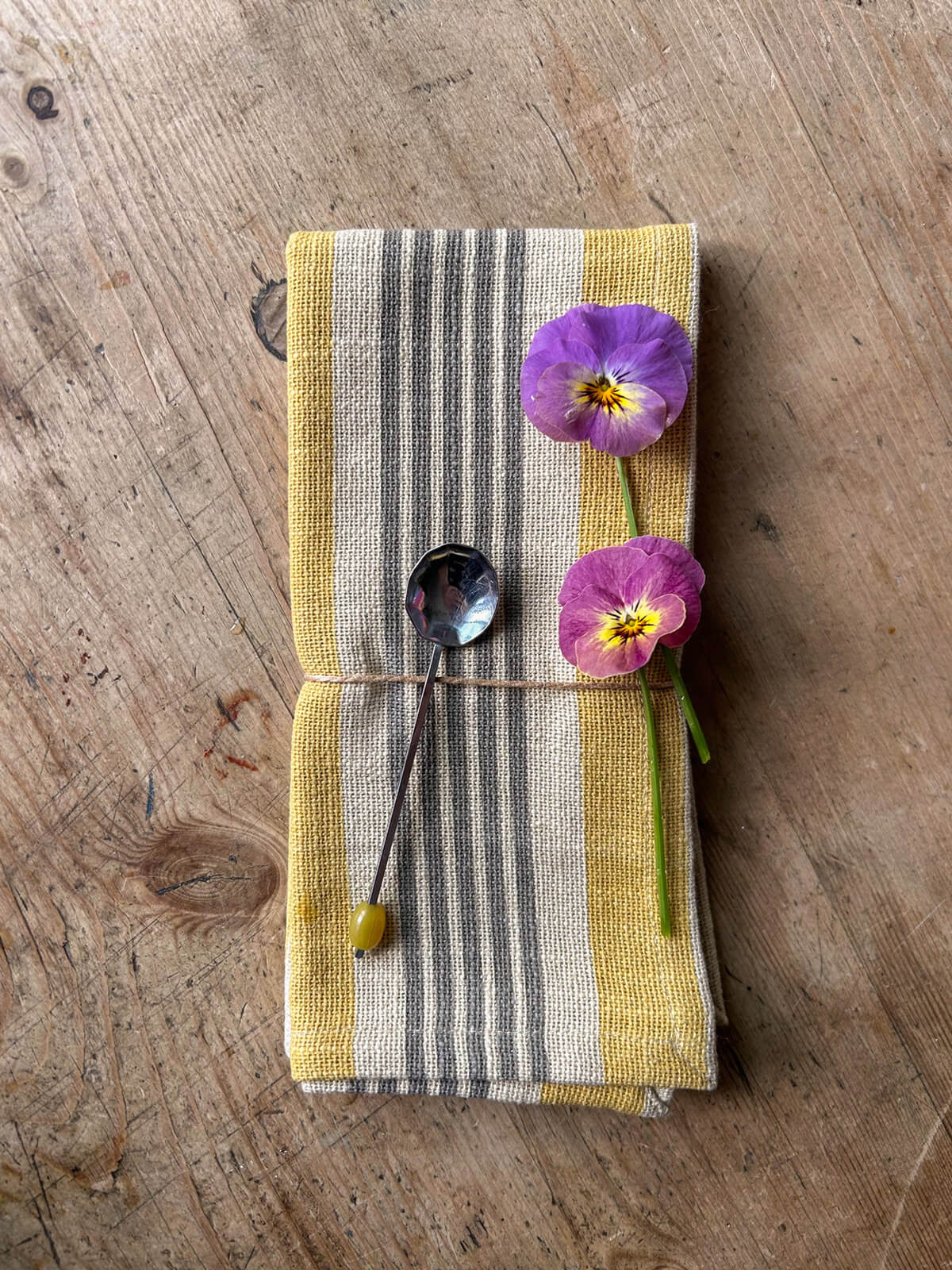 Jaipur Stripe Cotton Napkins Set of 4 - Vibrant India Yellow Table Linens for Dinner Party & Home Decor