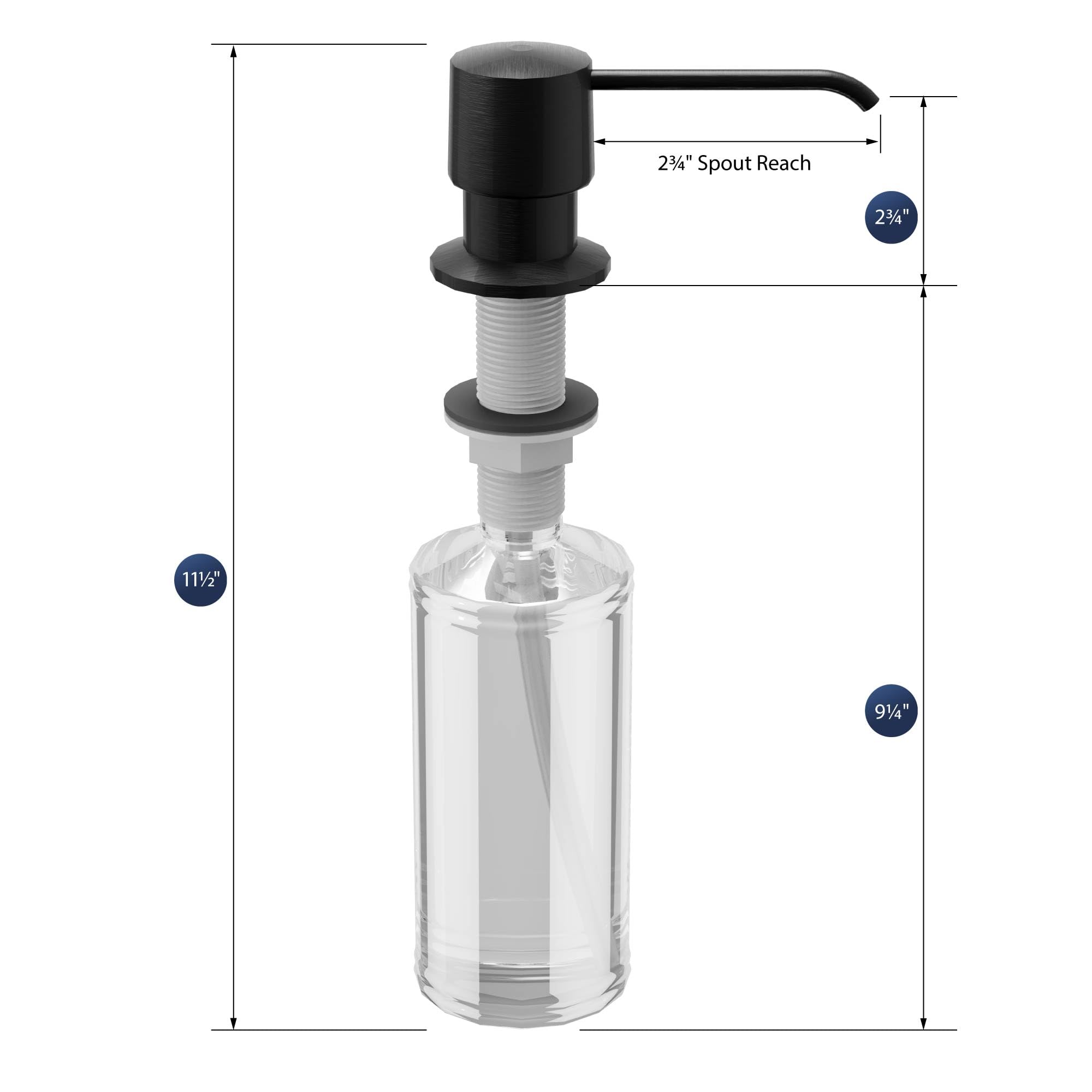 Karran SD25 Matte Black Soap Dispenser & Lotion Dispenser - Modern Bathroom Countertop Organizer for Sink, Vanity, and Kitchen
