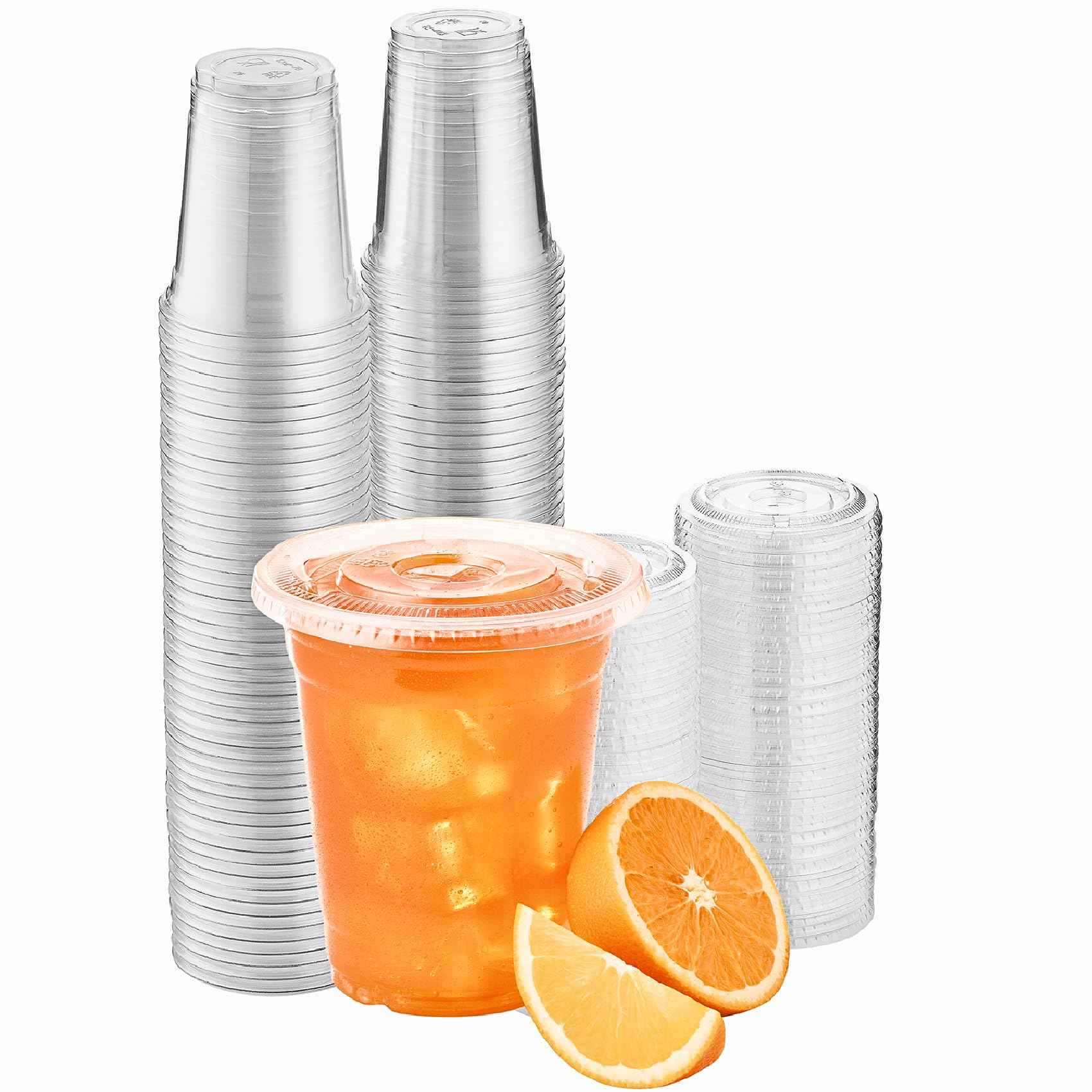 Green Direct 10 oz. Clear Disposable Plastic Cups with Lids - Bulk Pack of 50 Sets for Iced Coffee, Bubble Tea, Smoothies & Cold Drinks | Perfect for Parties, Cafes & Takeout