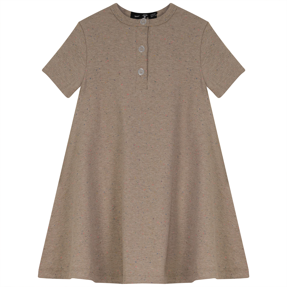 Speckled Rib Girls Henley Dress - Soft Cotton Casual Top for Everyday Wear - Perfect for School, Playdates & Family Outings