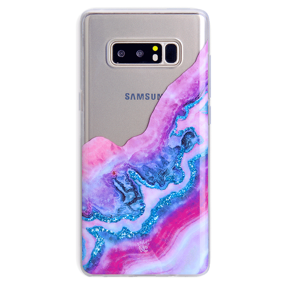 Sparkling Geode Glitter Clear Phone Case for Samsung Galaxy S21/S20/Note 20 - Shatterproof Protective Cover with Crystal Design for Everyday Style & Protection