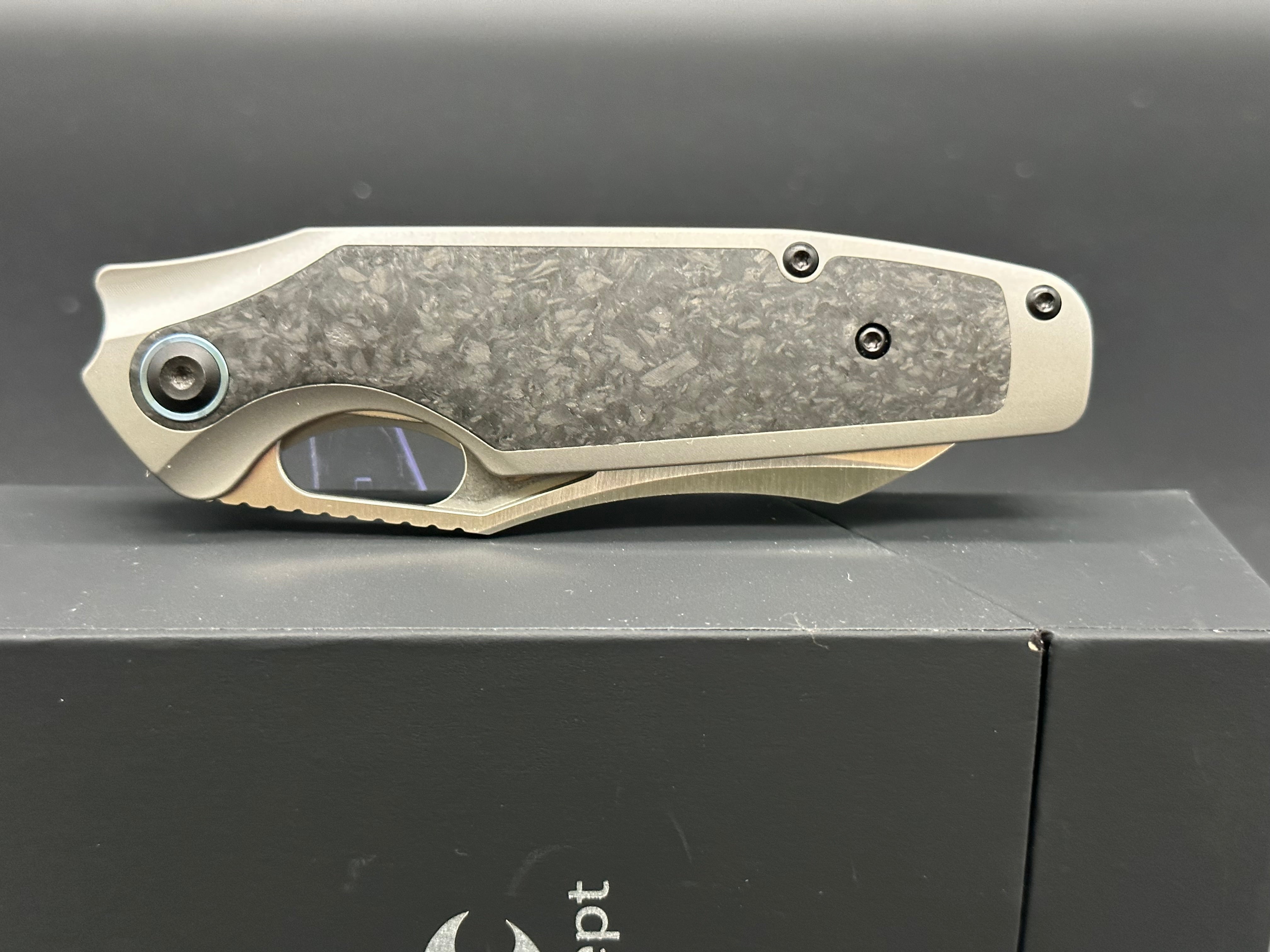 KANSEPT Tuckamore Titanium & Shred Carbon Fiber Folding Knife - EDC Pocket Knife for Outdoor Camping, Hiking, and Everyday Carry