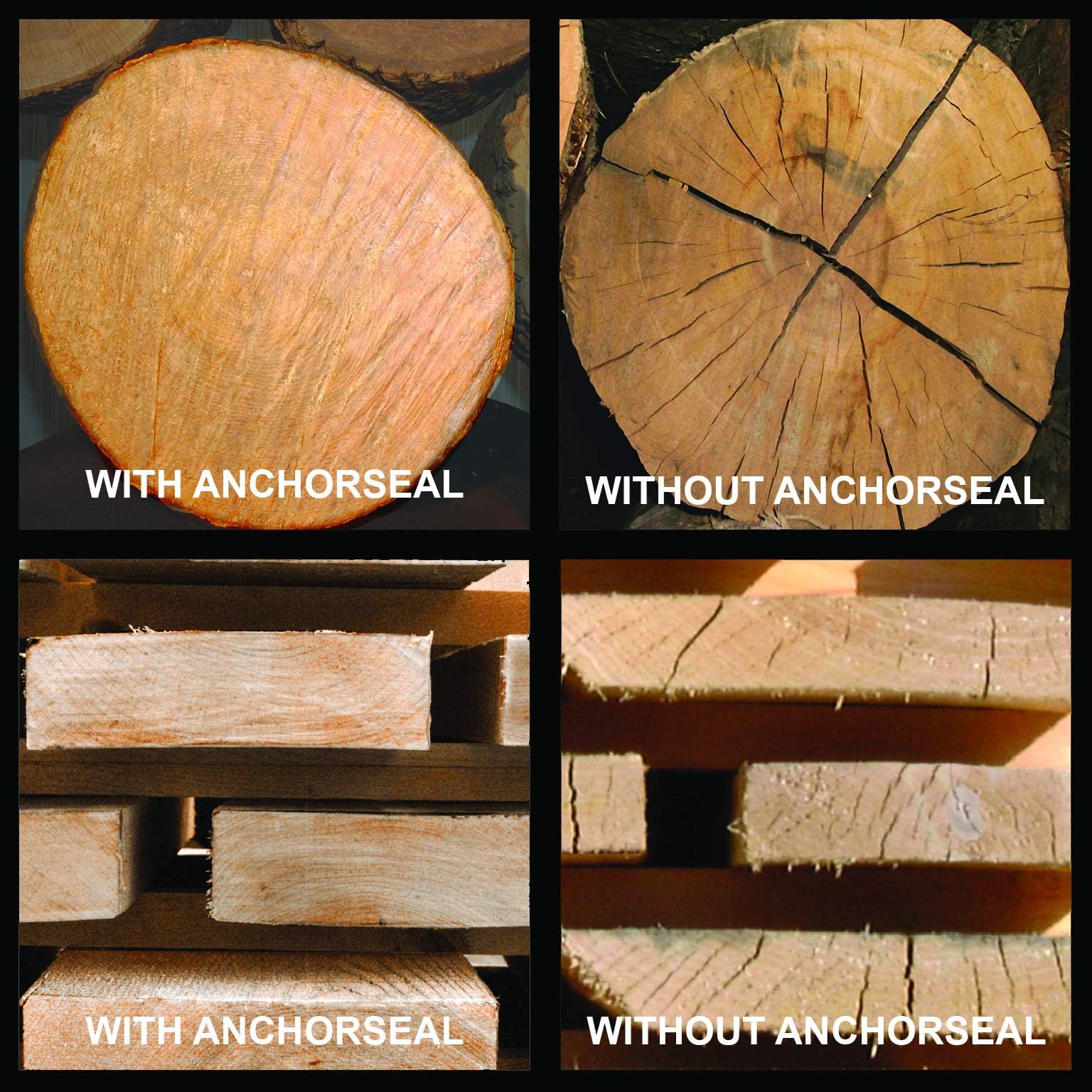 ANCHORSEAL Classic Log & Lumber End Sealer - Water-Based Wax Emulsion for Hardwood & Softwood - Prevents 90% of End Checking - Ideal for Woodworking, Log Homes & Lumber Protection (5 Gallon)