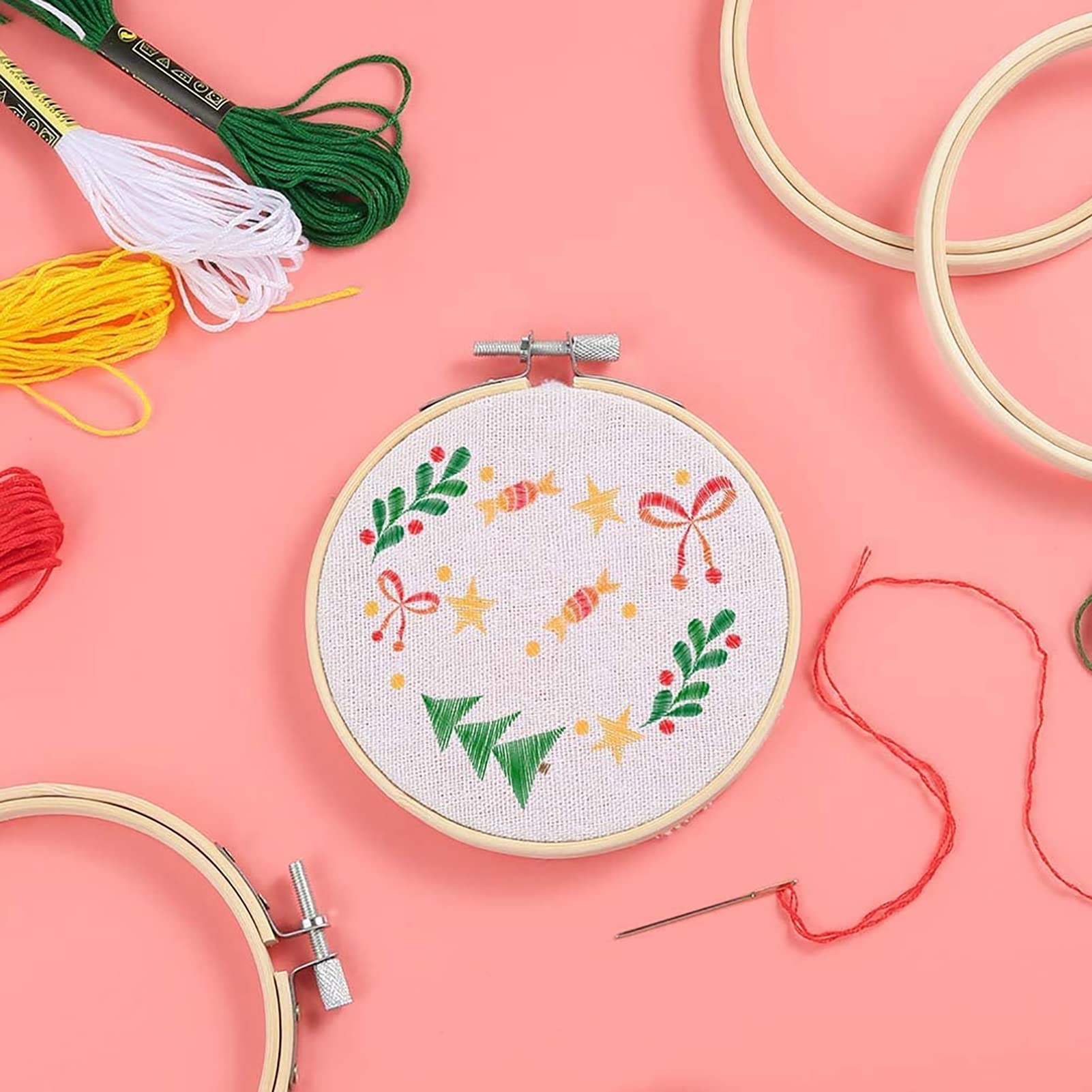 Shipenophy 3.5 Inch Embroidery Hoops - 9cm Round Wooden Frame for Cross Stitch, Silk Painting & Needlework - Perfect for DIY Craft Projects, Home Decor & Gift Making