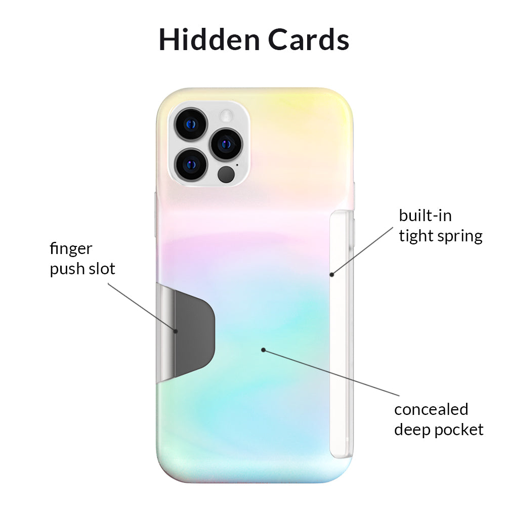 White Opal iPhone Wallet Case - Slim Protective Cover with Card Holder for iPhone 13/14/15 - Perfect for Everyday Use, Travel & Shopping