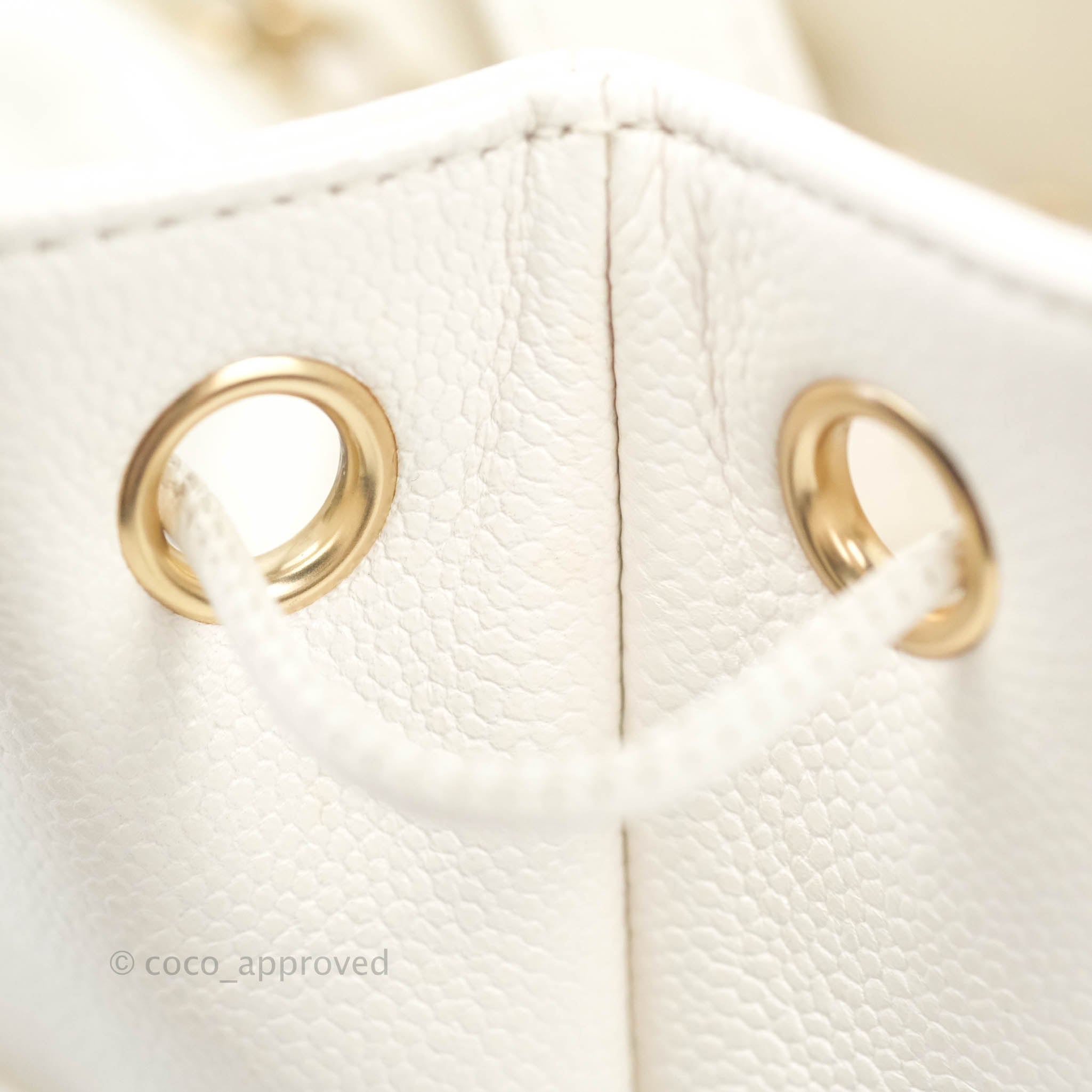 Chanel Business Affinity Drawstring Bucket Bag in White Caviar Leather with Gold Hardware - Perfect for Work, Travel & Everyday Luxury